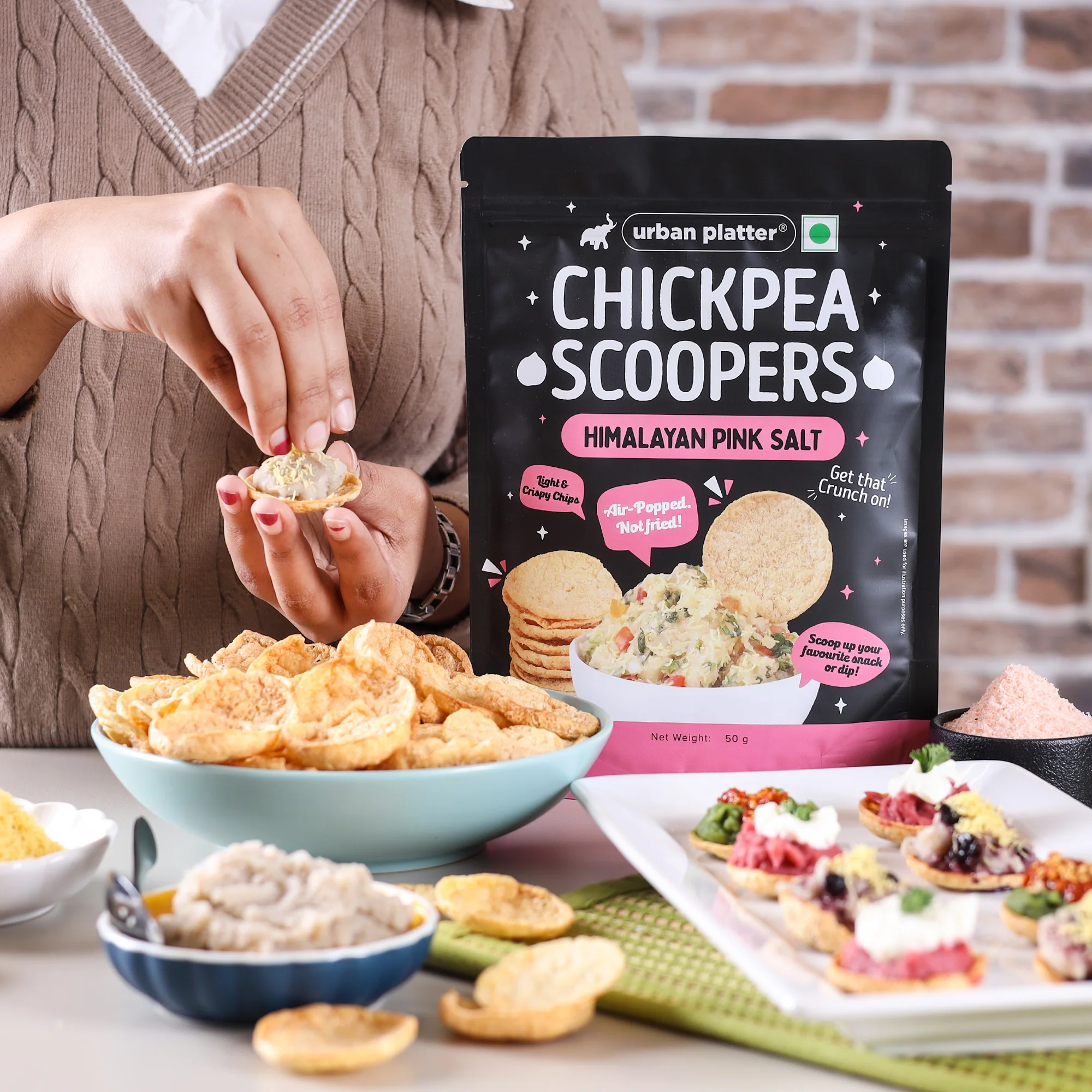 Chickpea Scoopers - Himalayan Pink Salt, 50g (Popped Chips | Lightly Salted | Air Popped, Not Fried) - Image 5