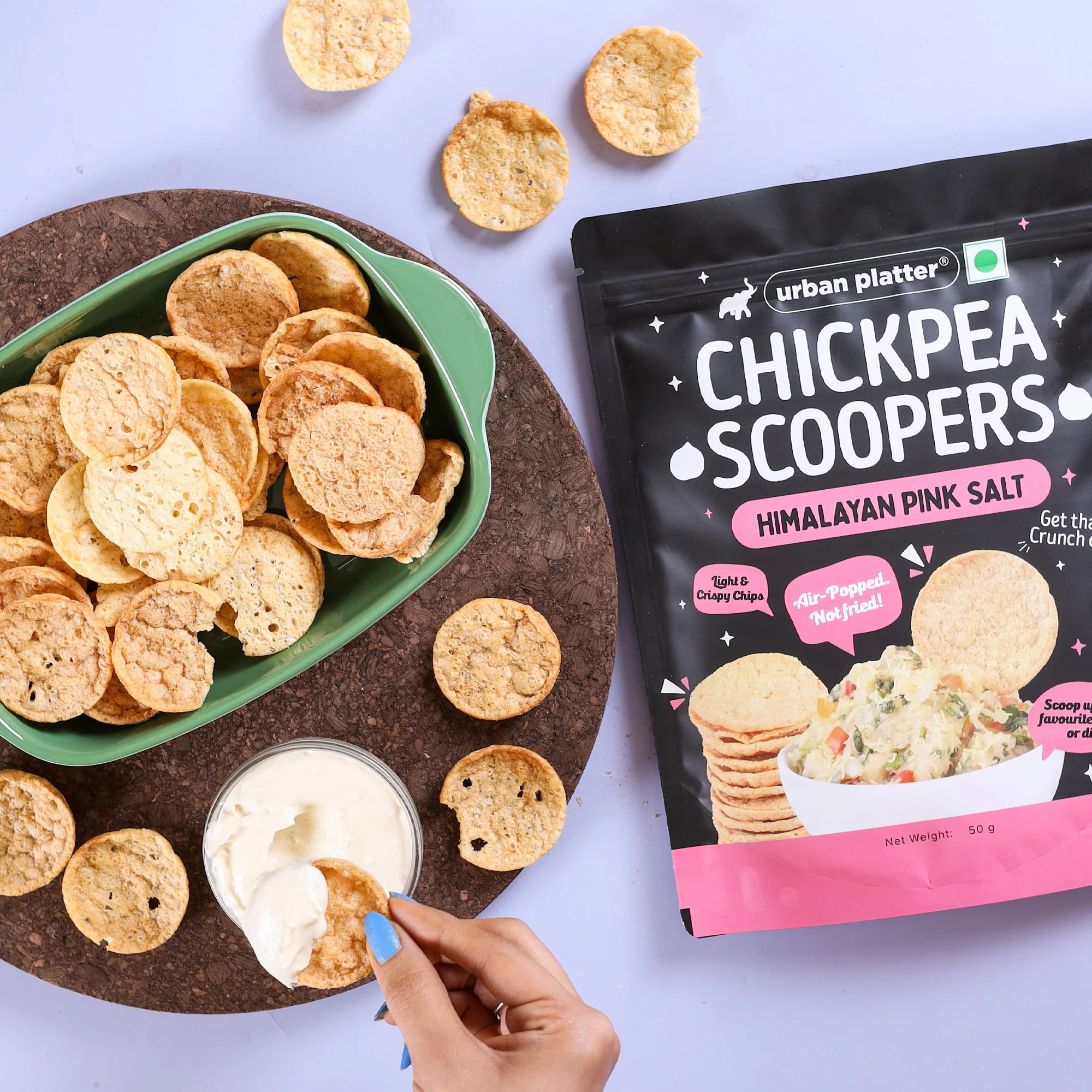 Chickpea Scoopers - Himalayan Pink Salt, 50g (Popped Chips | Lightly Salted | Air Popped, Not Fried) - Image 9