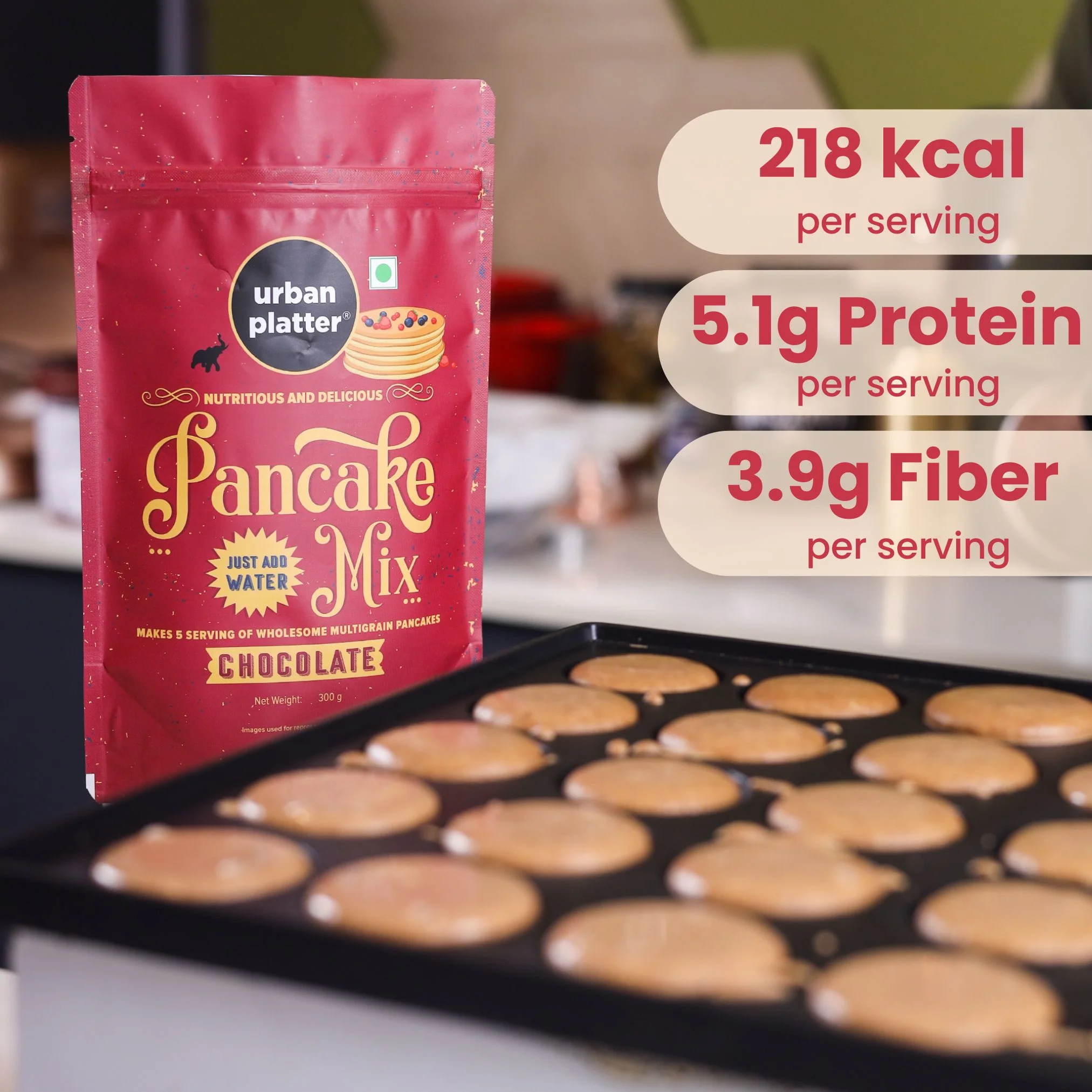 Chocolate Pancake Mix, 300g (Refined Flour free | Instant Mix | Breakfast Essential) - Image 4