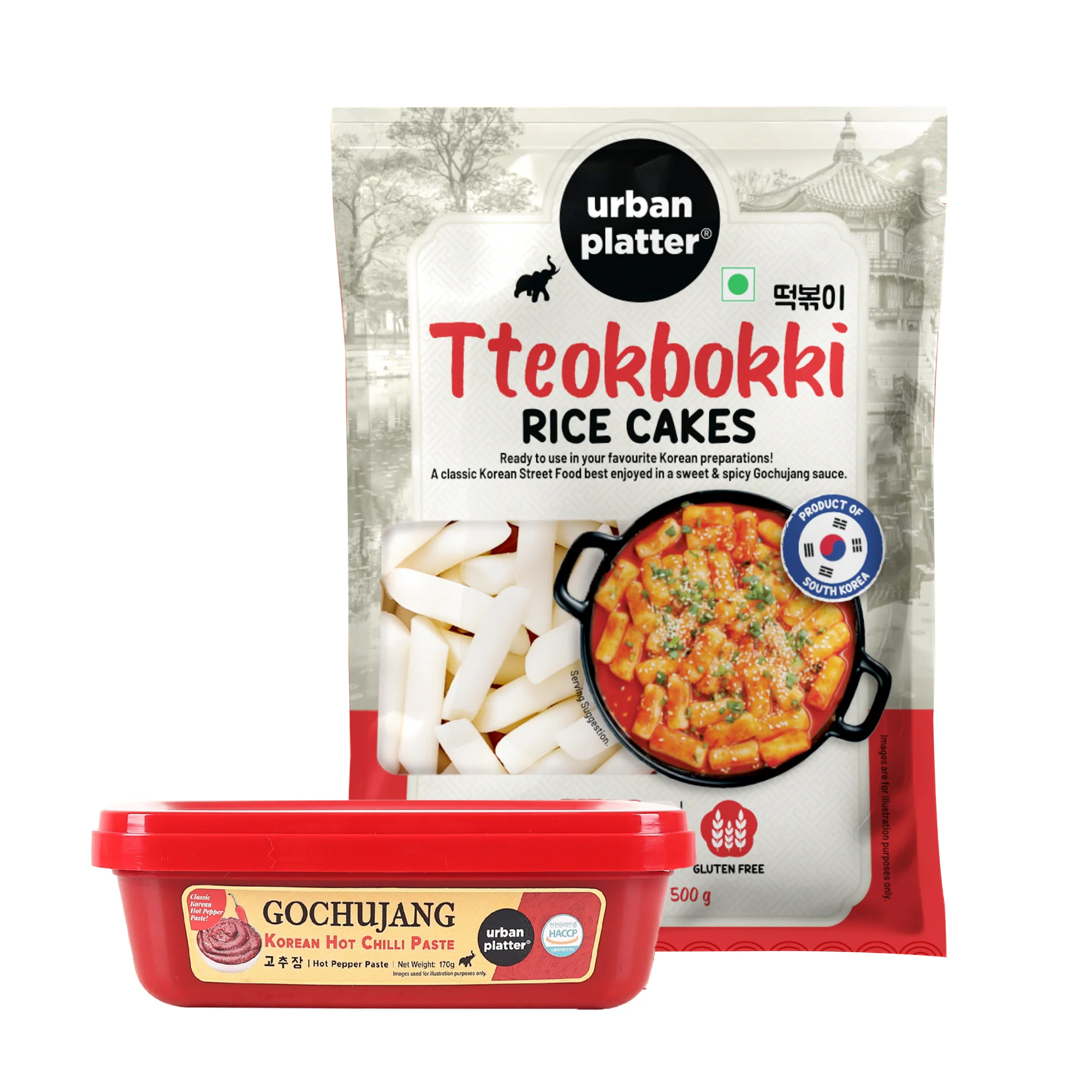 Classic Korean Gochujang, 170g + Korean Tteokbokki Rice Cakes, 500g Combo pack