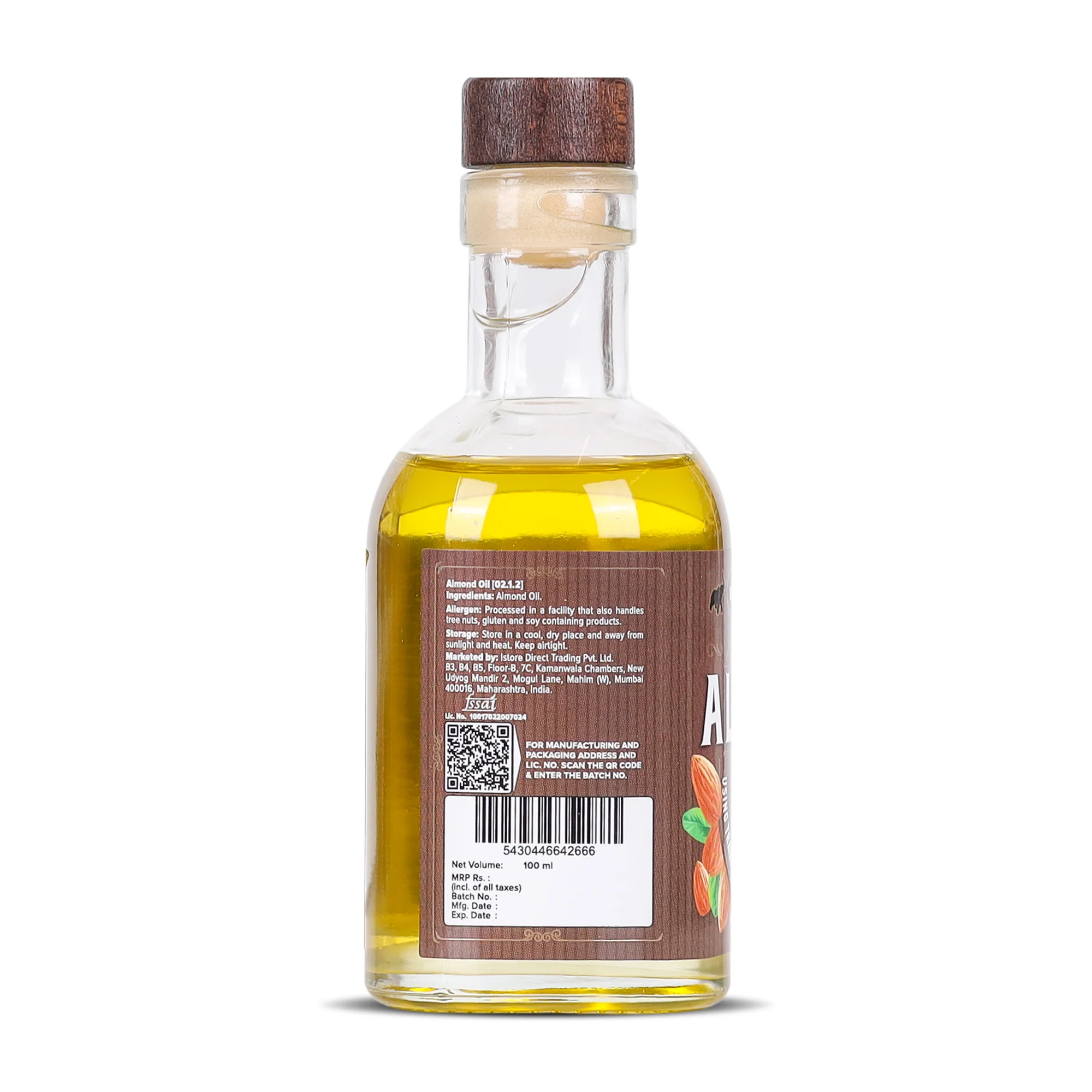 Cold Pressed Almond Oil, 100ml (Light Nutty Finishing Oil for Salads, Drizzling, Gourmet Baking & Natural Hair/Skin Nourishment, Supports Skin Elasticity) - Image 3
