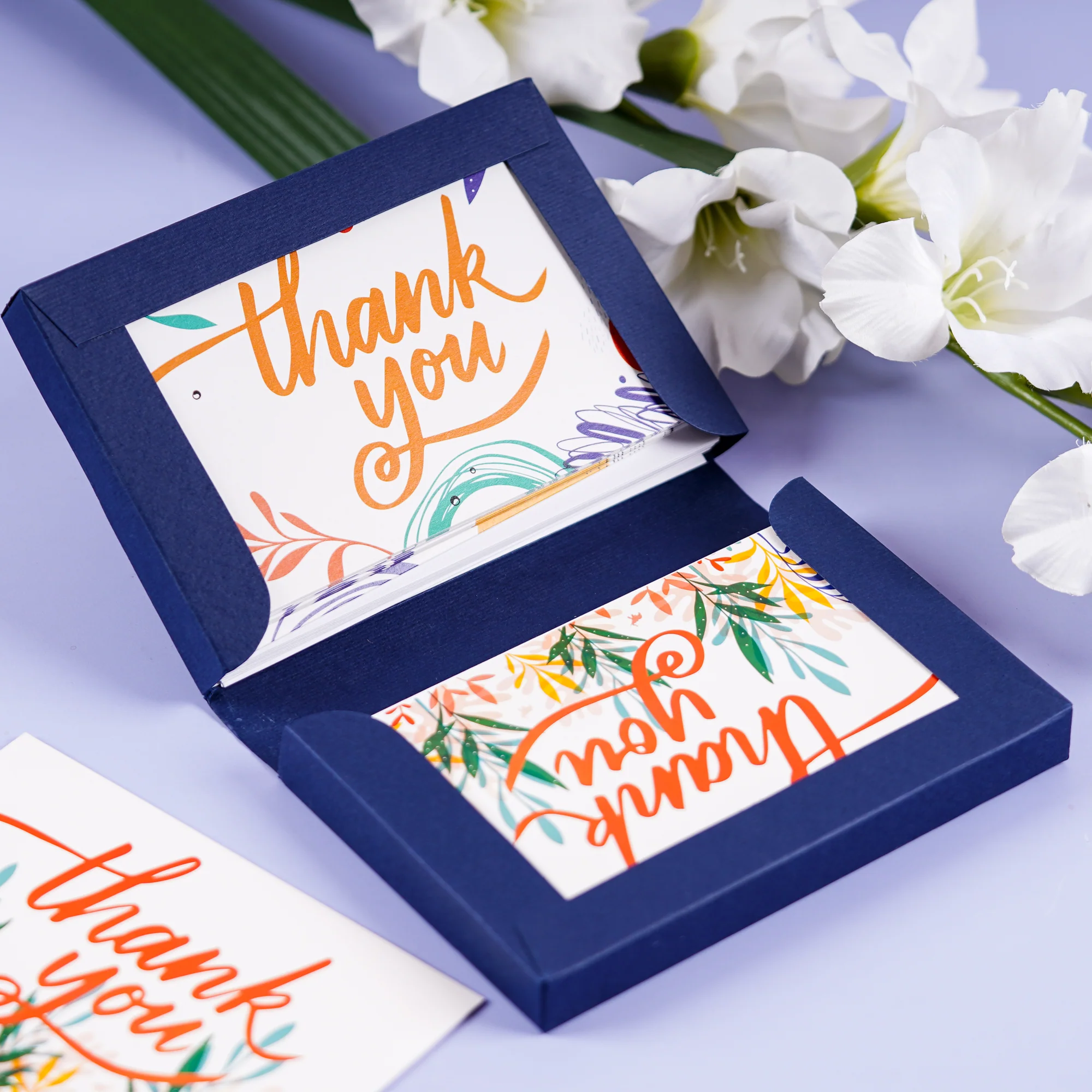 Colorful Card Paper Thank You Greeting Card (Greeting Card for Loved Ones, Perfect for Gifting | 4 Styles in Card Paper | Pack of 20 Greeting Cards + Envelopes)
