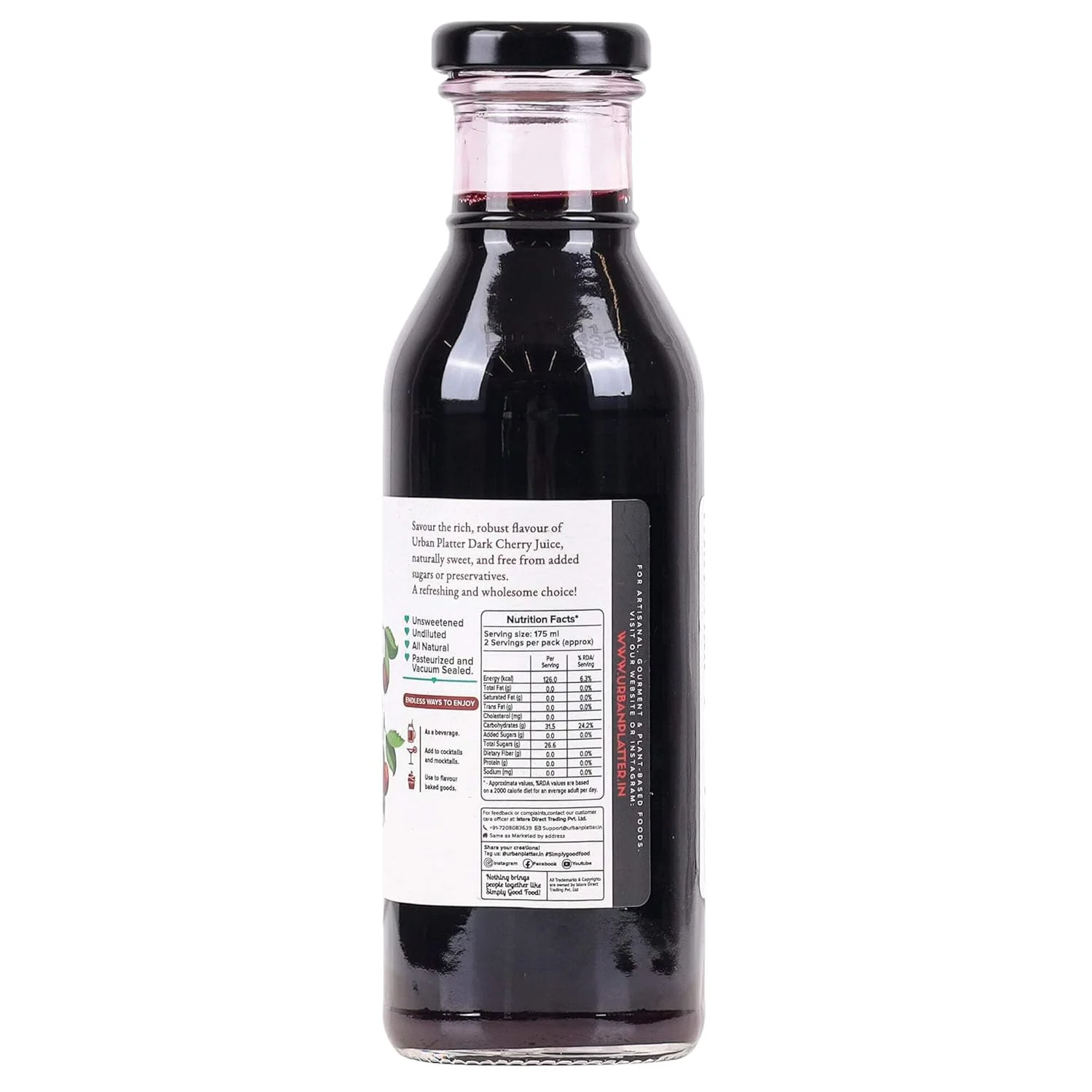 Pure Canadian Dark Cherry Juice, 350ml (Unsweetened | Supports Sleep, Recovery, Joint Health | Antioxidant Powerhouse | Preservative-Free) - Image 2