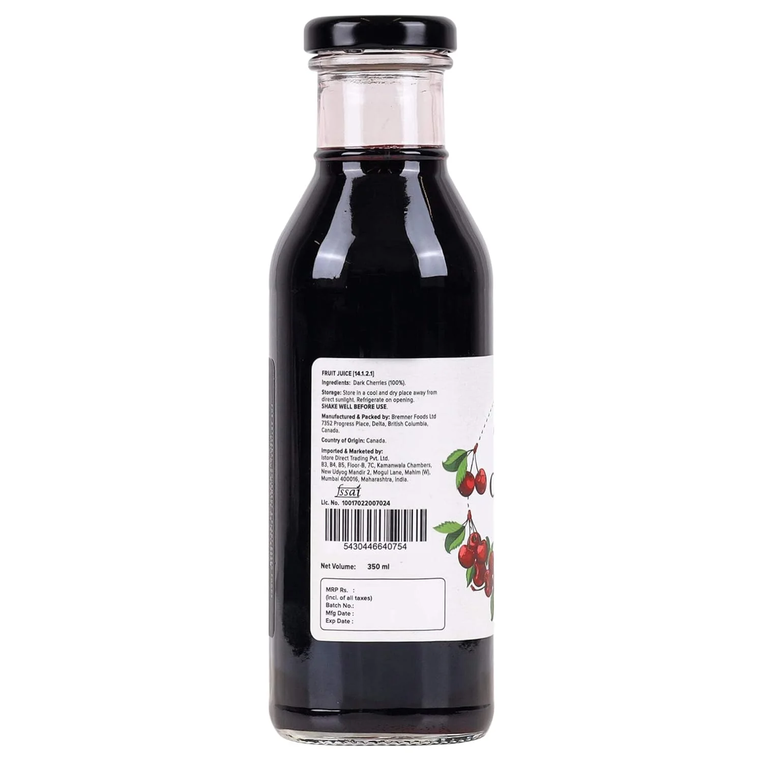 Pure Canadian Dark Cherry Juice, 350ml (Unsweetened | Supports Sleep, Recovery, Joint Health | Antioxidant Powerhouse | Preservative-Free) - Image 4