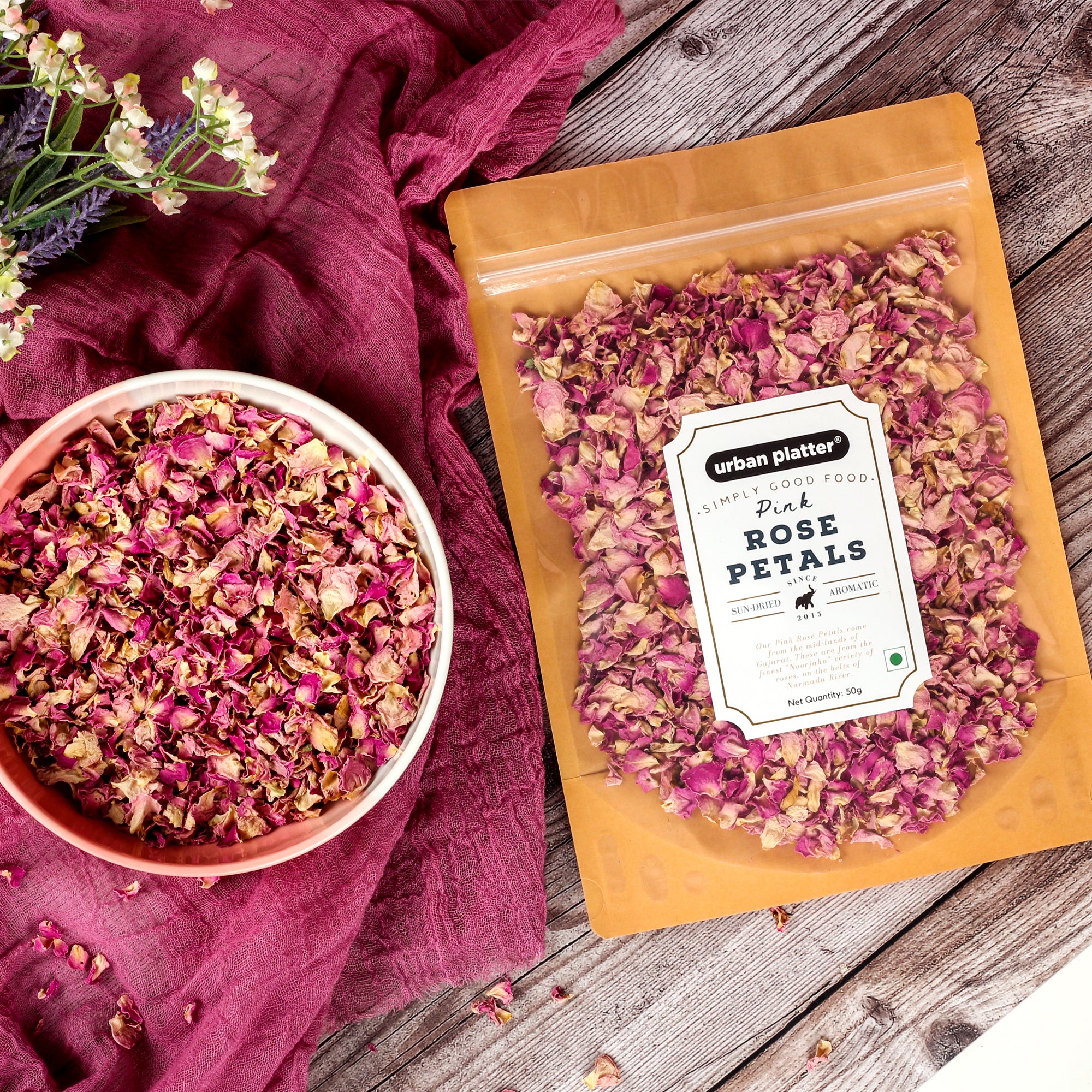 Dried Pink Rose Petals, 50g [Edible Flower Petals] - Image 5