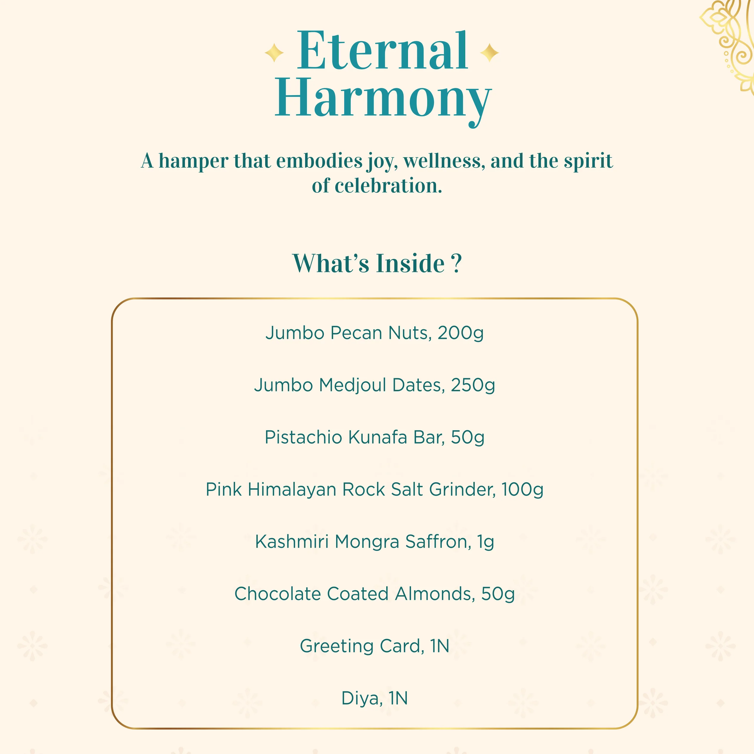 Eternal Harmony Hamper (Artisanal Chocolates and Gourmet Delicacies | Traditional Symmetrical Keepsake | Perfect for Luxury Gifting) - Image 7