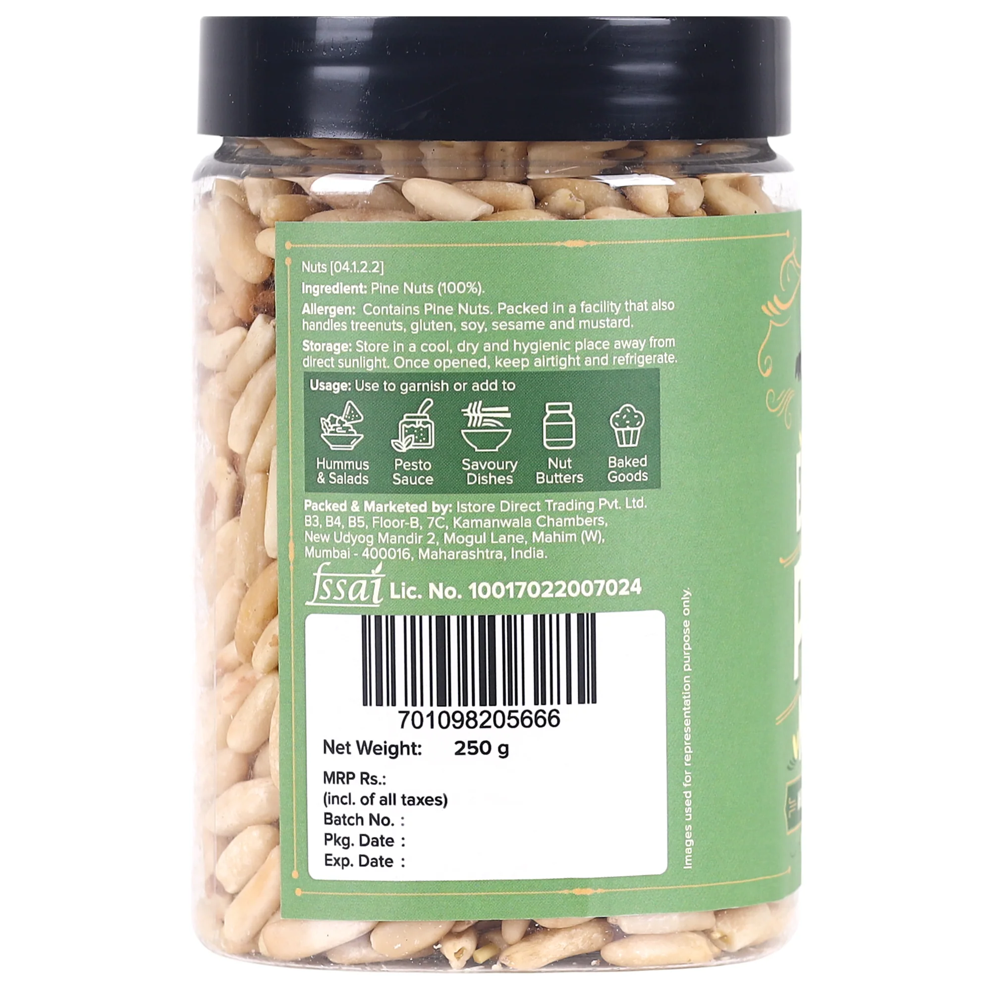 Exotic Pine Nuts, 250g (Chilgoza Giri | Rich in Protein | Elevates Pesto, Hummus, Salads) - Image 3