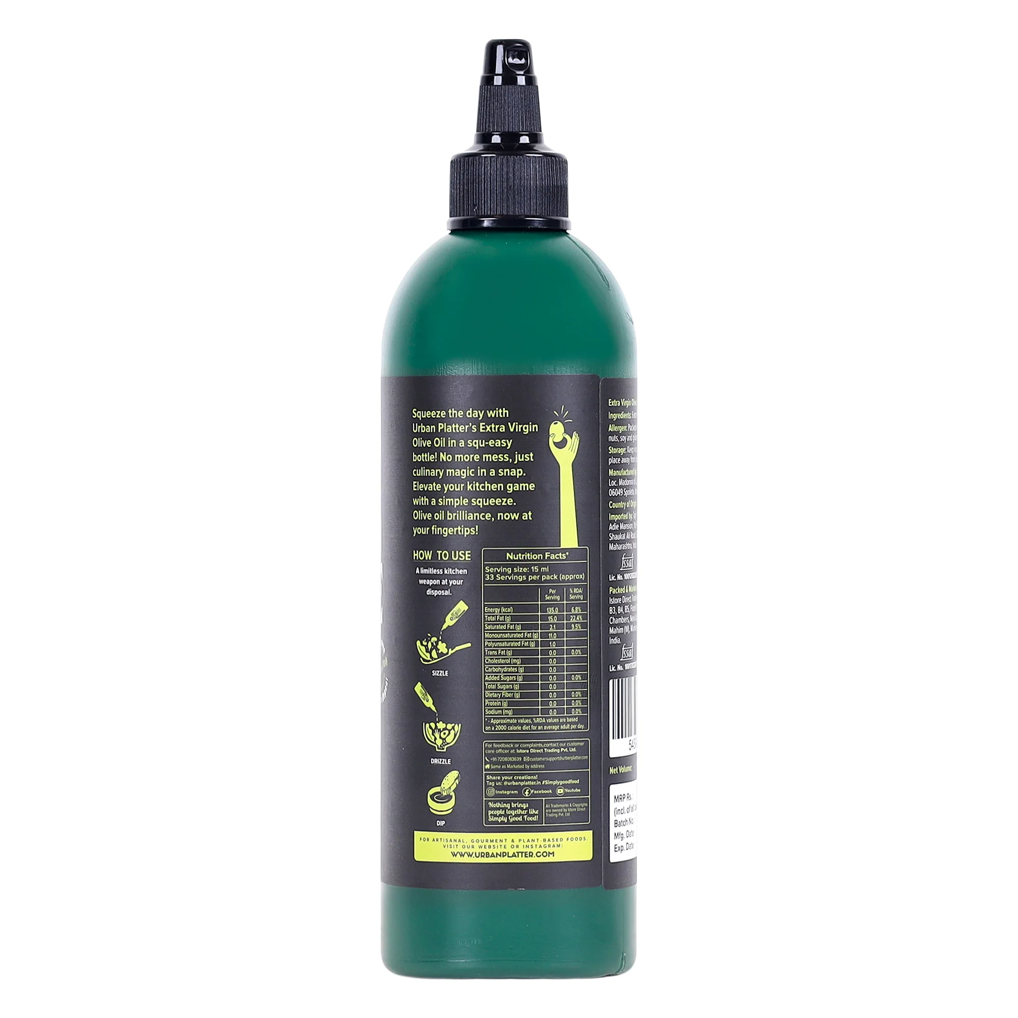Extra Virgin Olive Oil in Squeezy Bottle, 500ml [Product of Italy | Convenient Squeezable Bottle | Argemone Oil Free] - Image 3