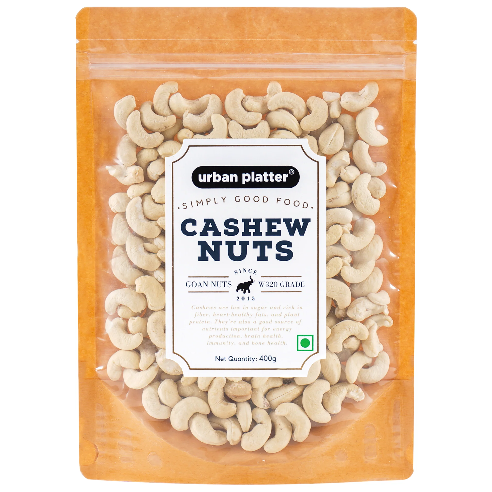Goan Cashew Nuts (Grade: W320), 400g