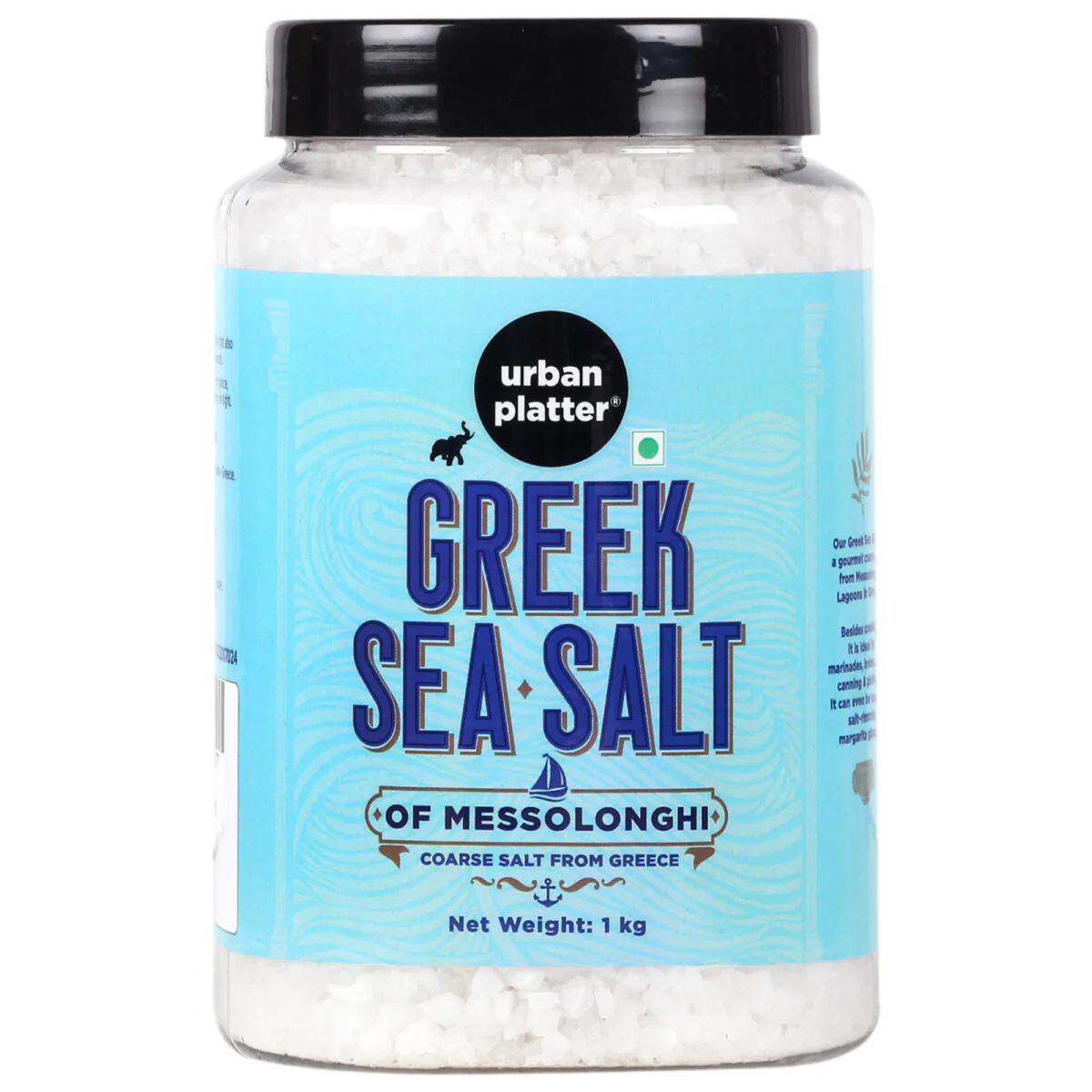 Greek Sea Salt of Messolonghi, 1Kg (Coarse Sun-dried Salt from Greece, Pure Mediterranean Sea Salt for Seasoning and Finishing | Ideal to Make brine and Sprinkling on breads and Salads)