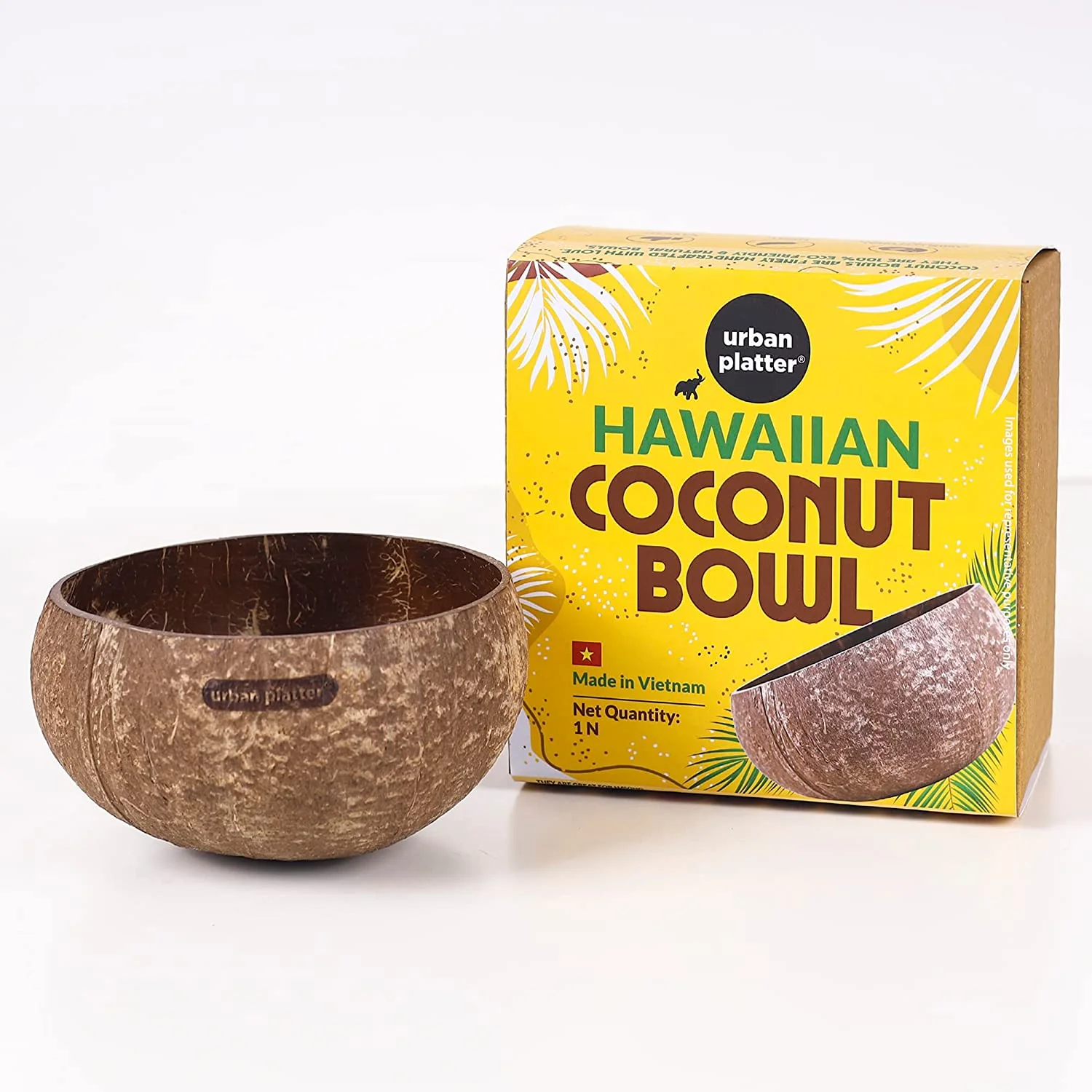 Hawaiian Coconut Bowl, 1N (Made in Vietnam | 100% Natural Coconut Shell | Light Weight | Easy to Clean | Eco-Friendly)