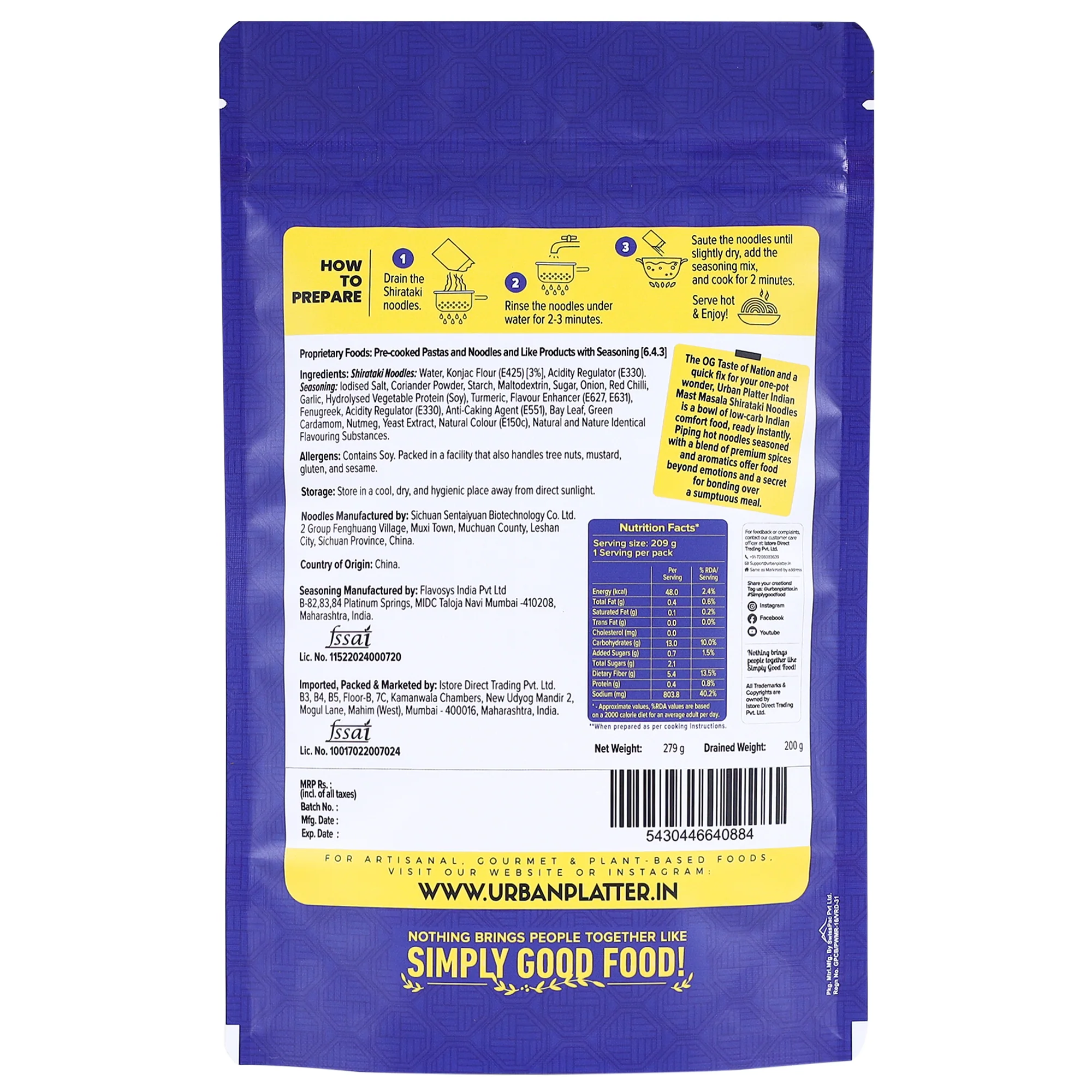 Indian Mast Masala Shirataki Noodles, 279g (Keto-friendly, Low-Carb, Fat-free, Instant Noodles | Zesty Indian Mast Masala | Konjac Miracle Noodles). - Image 2