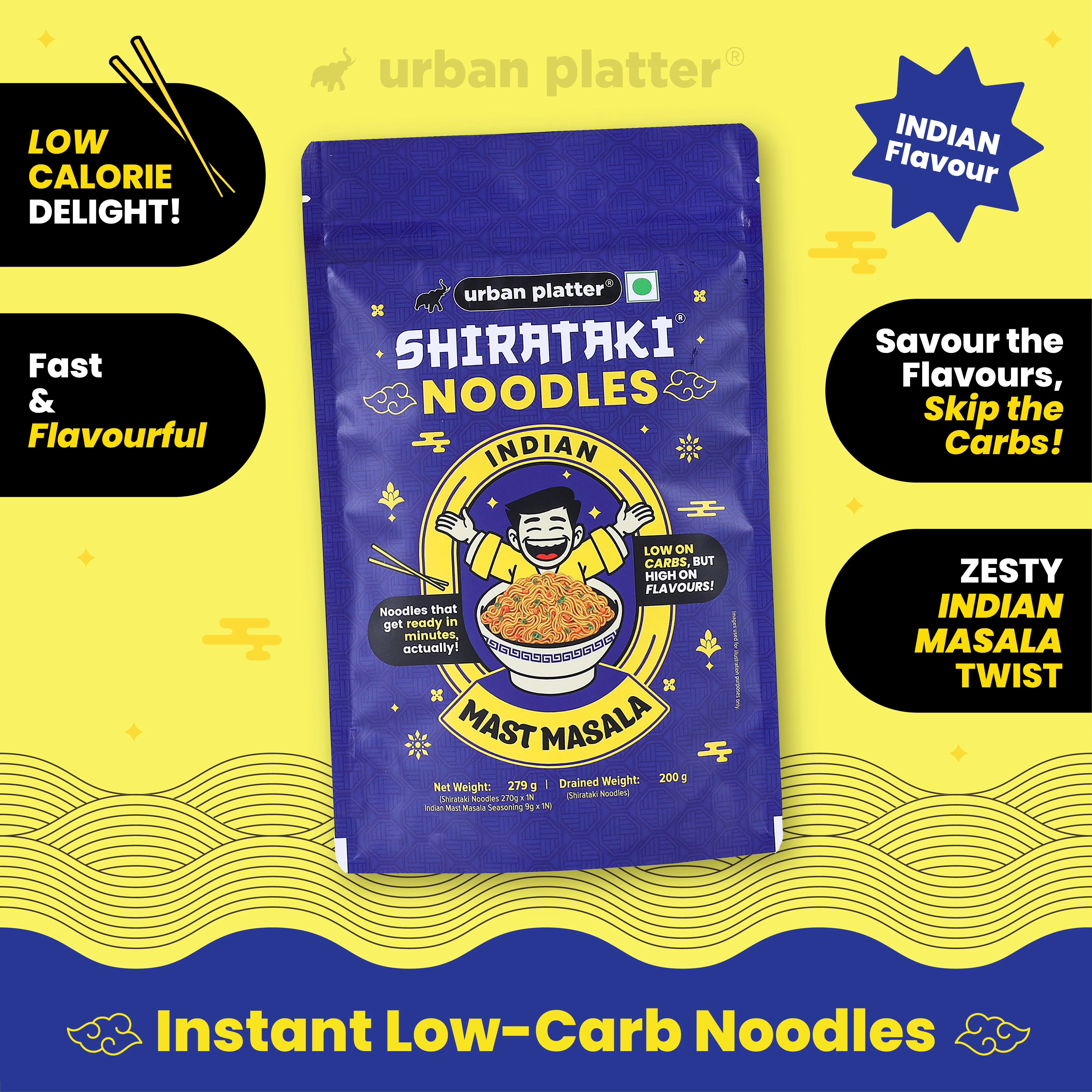 Indian Mast Masala Shirataki Noodles, 279g (Keto-friendly, Low-Carb, Fat-free, Instant Noodles | Zesty Indian Mast Masala | Konjac Miracle Noodles). - Image 3
