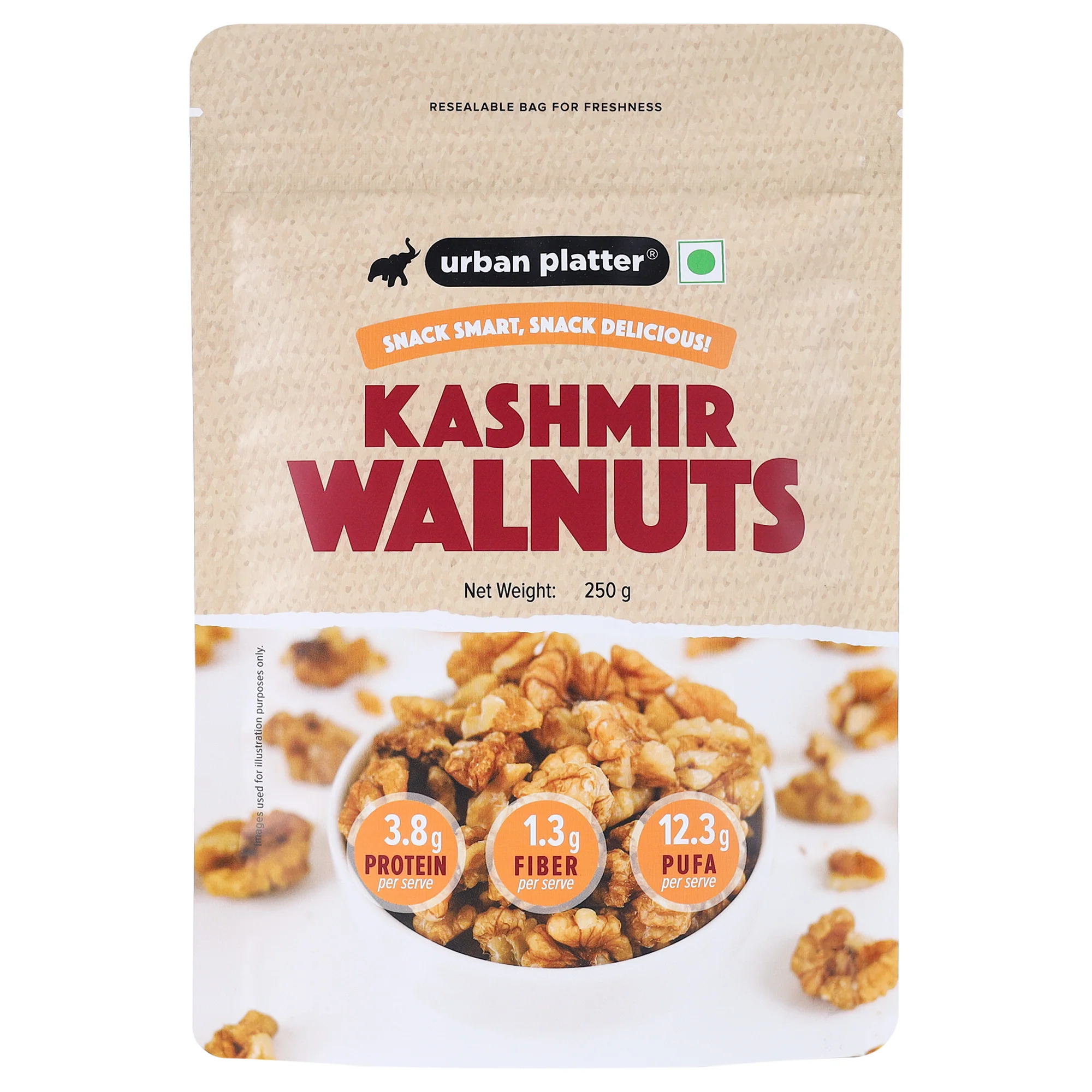 Kashmir Walnut Kernels, 250g (Shelled Halves | Akhrot Giri | Grown in India | Rich in Omega-3 & Antioxidants)