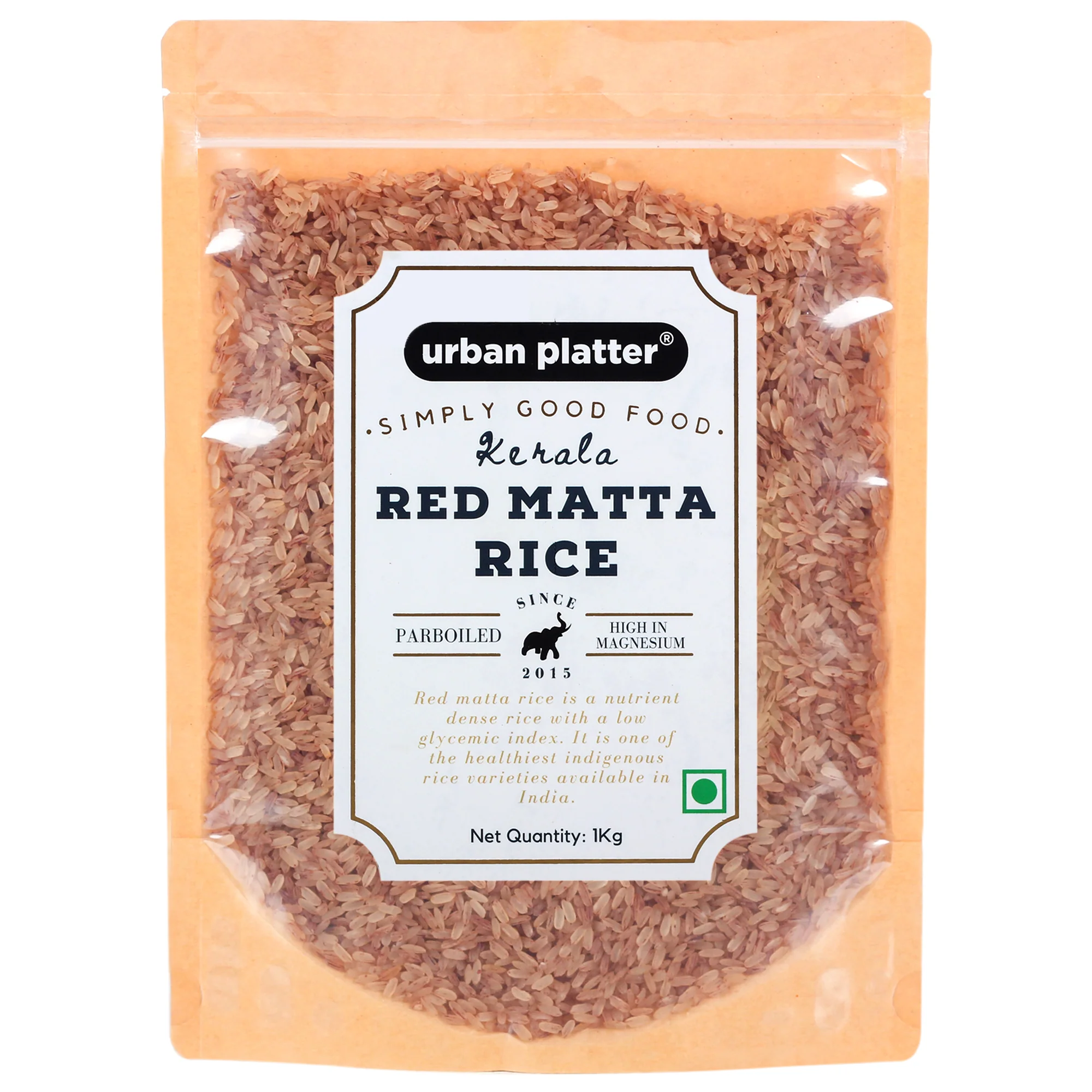 Kerala Red Matta Rice, 1kg (Rosematta Rice, Palakkadan Matta Rice, Kerala Red Rice, Red Parboiled Rice)