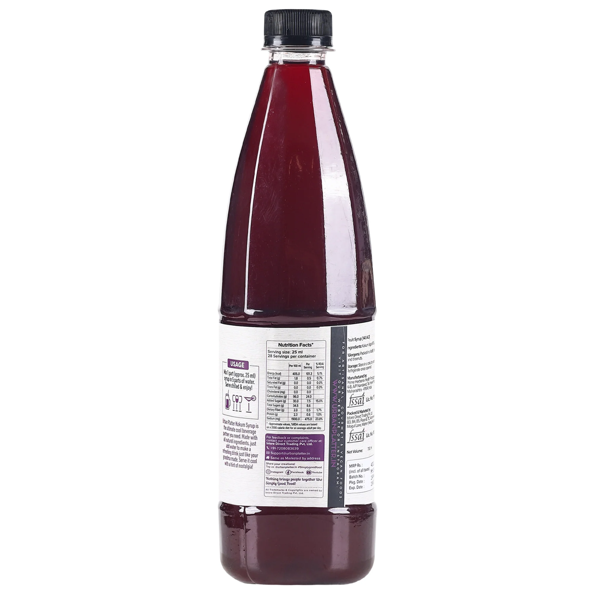 Kokum Syrup, 700ml (Sweet Kokum Sharbat, Natural Coolant, Aids Digestion) - Image 3