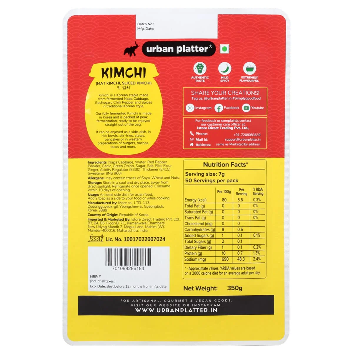 Korean Kimchi, 350g (Product of Korea, Staple Traditional Korean Recipe, Shelf-stable and Preservative-free) - Image 2