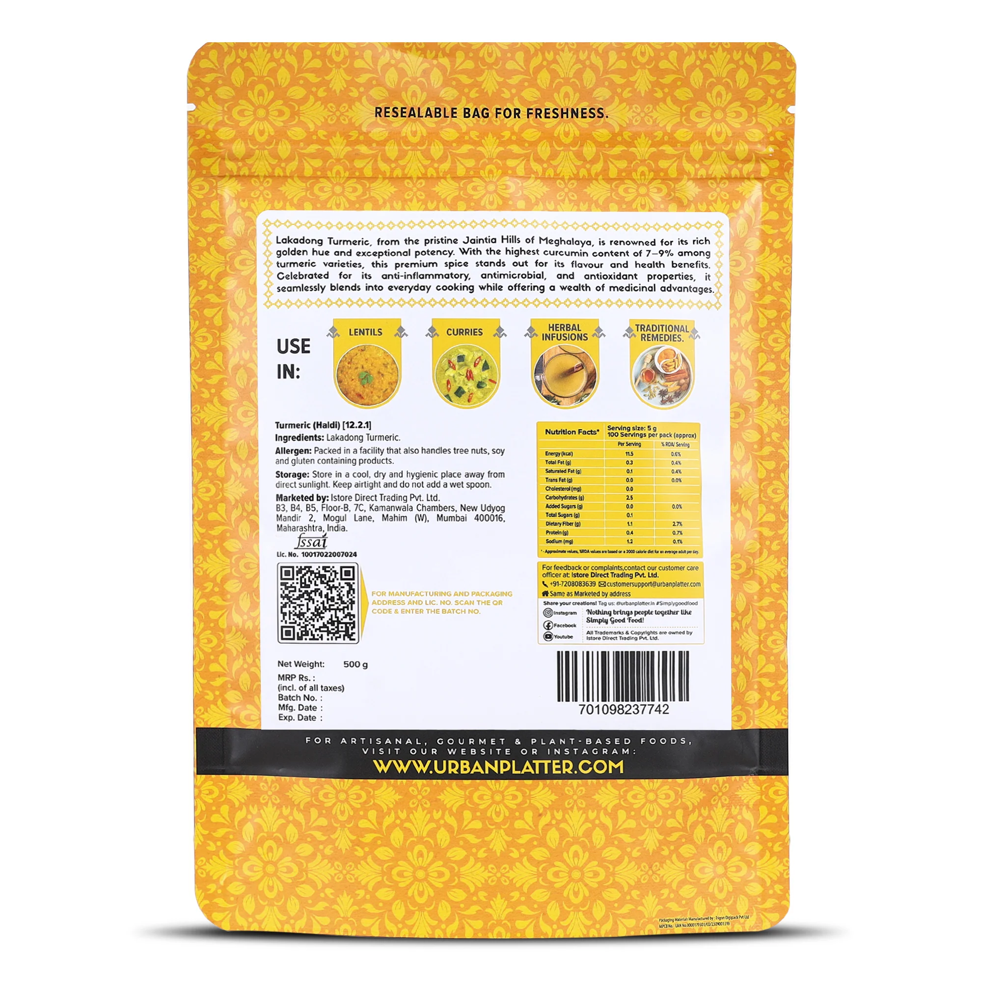 ⁠Lakadong Turmeric, 500g (High-Curcumin | Sourced from Meghalaya) - Image 2