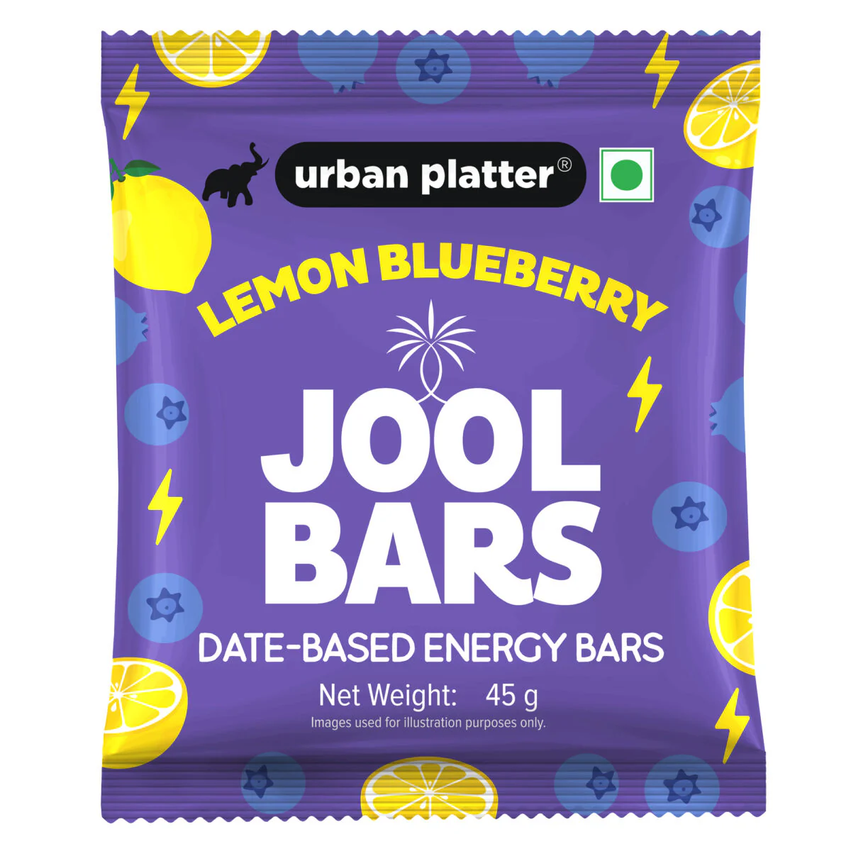 Lemon Blueberry Jool Bars, 45g (Medjool Date Based | Energy Bars | Pack of 1 | Plant Based | With Rolled Oats and Almond Flour)