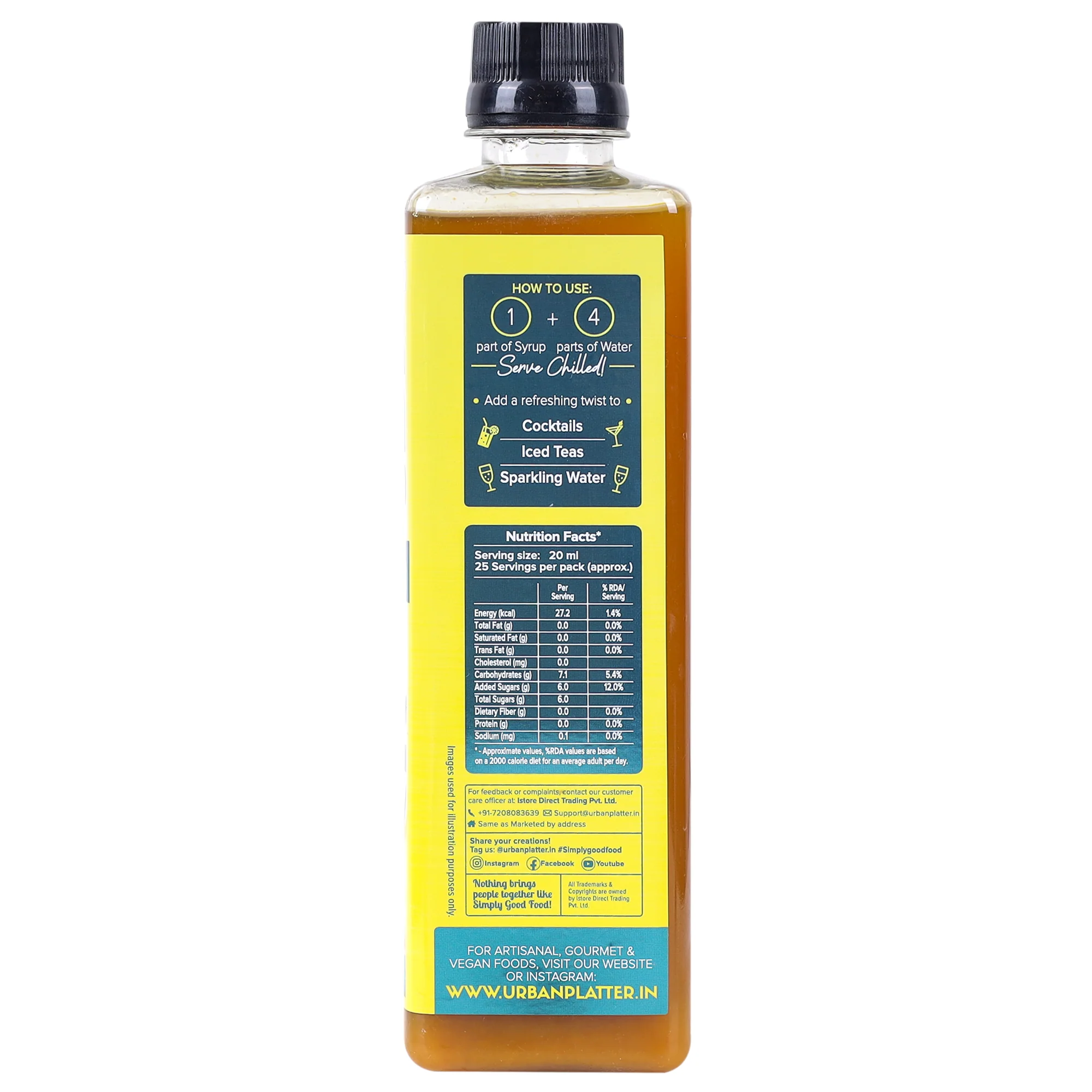 Ginger Lemon Syrup, 500ml (Refreshing | Tangy and Zesty | Sweetened) - Image 3