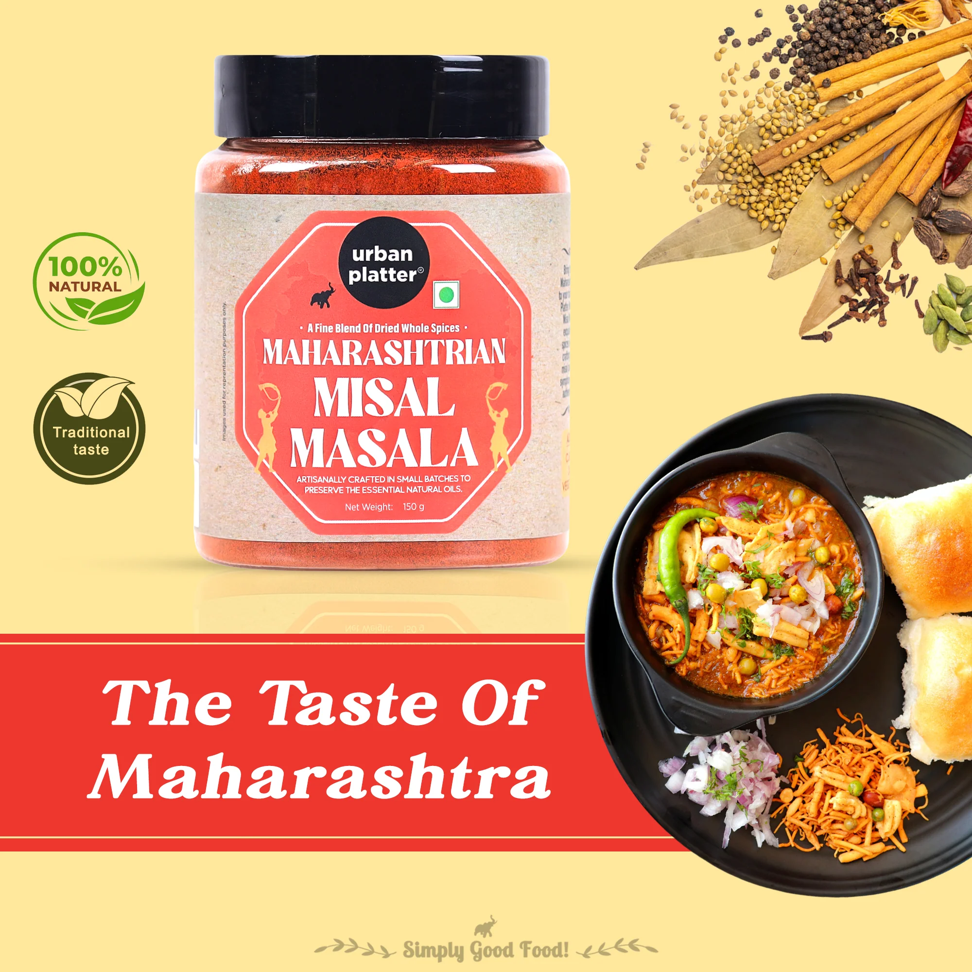 Maharashtrian Misal Masala, 150g (Signature Kolhapuri Misal Blend | Fiery & Hearty Taste | Onion & Garlic-free | Additive & Preservative-free) - Image 4