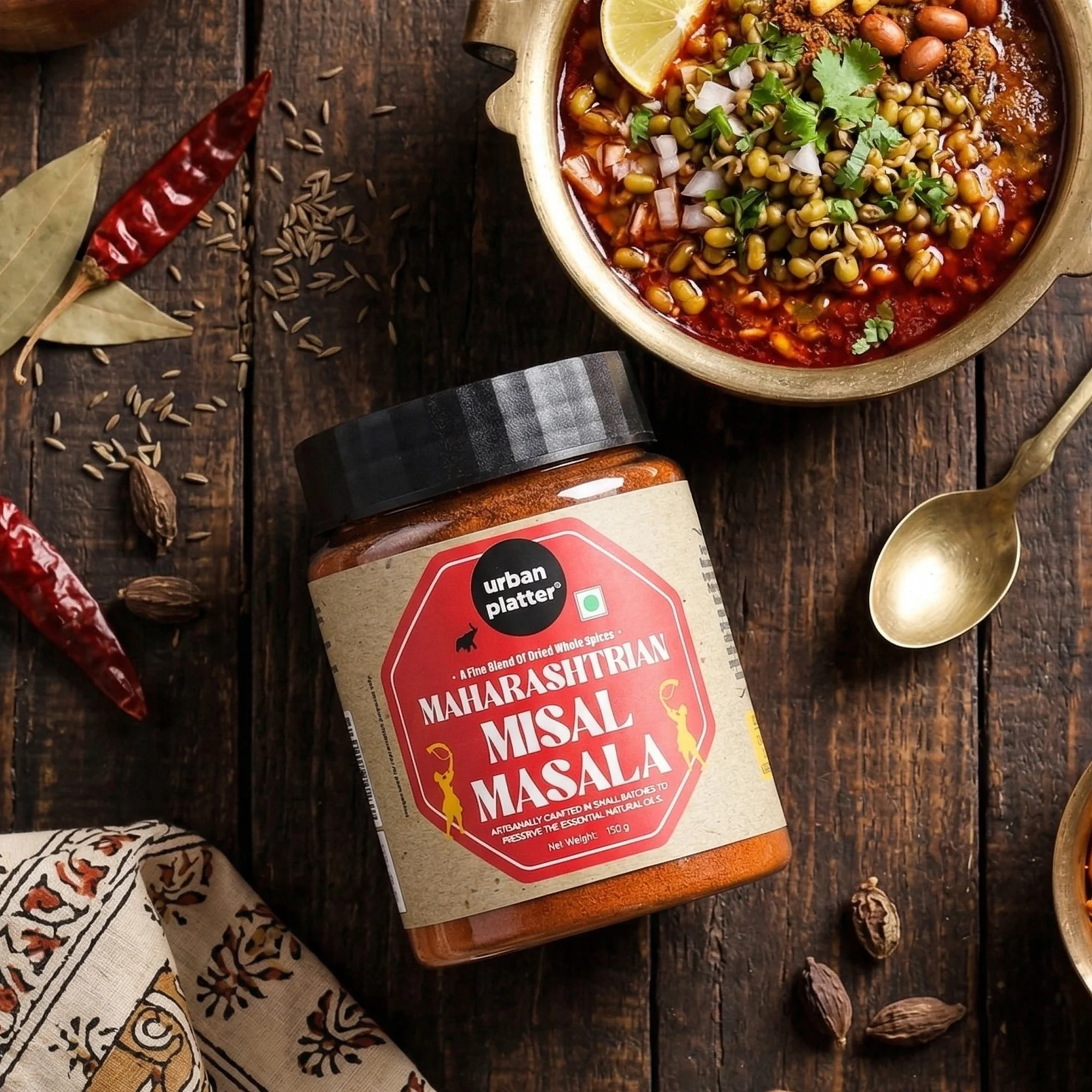 Maharashtrian Misal Masala, 150g (Signature Kolhapuri Misal Blend | Fiery & Hearty Taste | Onion & Garlic-free | Additive & Preservative-free) - Image 6
