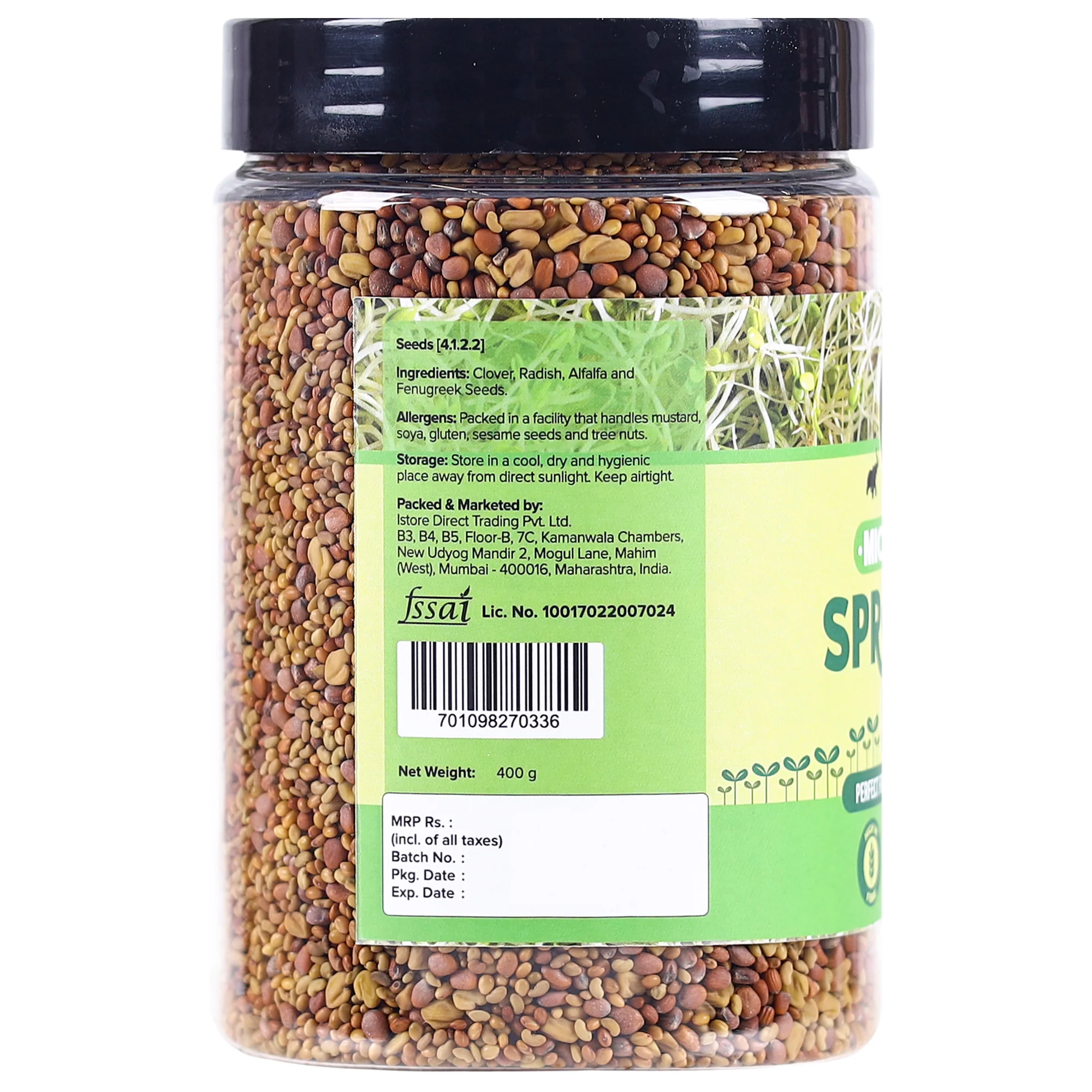 Microgreens Sprouting Mix, 400g (Clover, Radish, Fenugreek & Alfalfa Seeds Mix) - Image 2