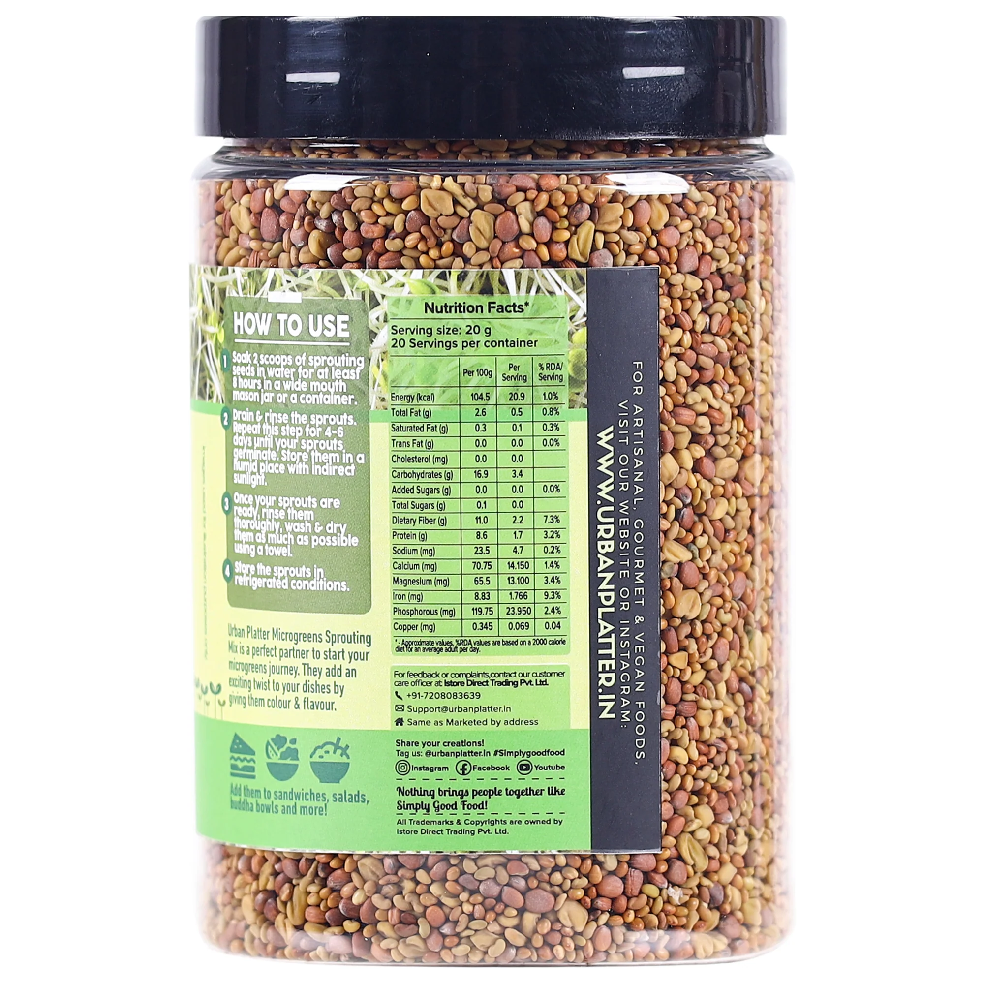 Microgreens Sprouting Mix, 400g (Clover, Radish, Fenugreek & Alfalfa Seeds Mix) - Image 3