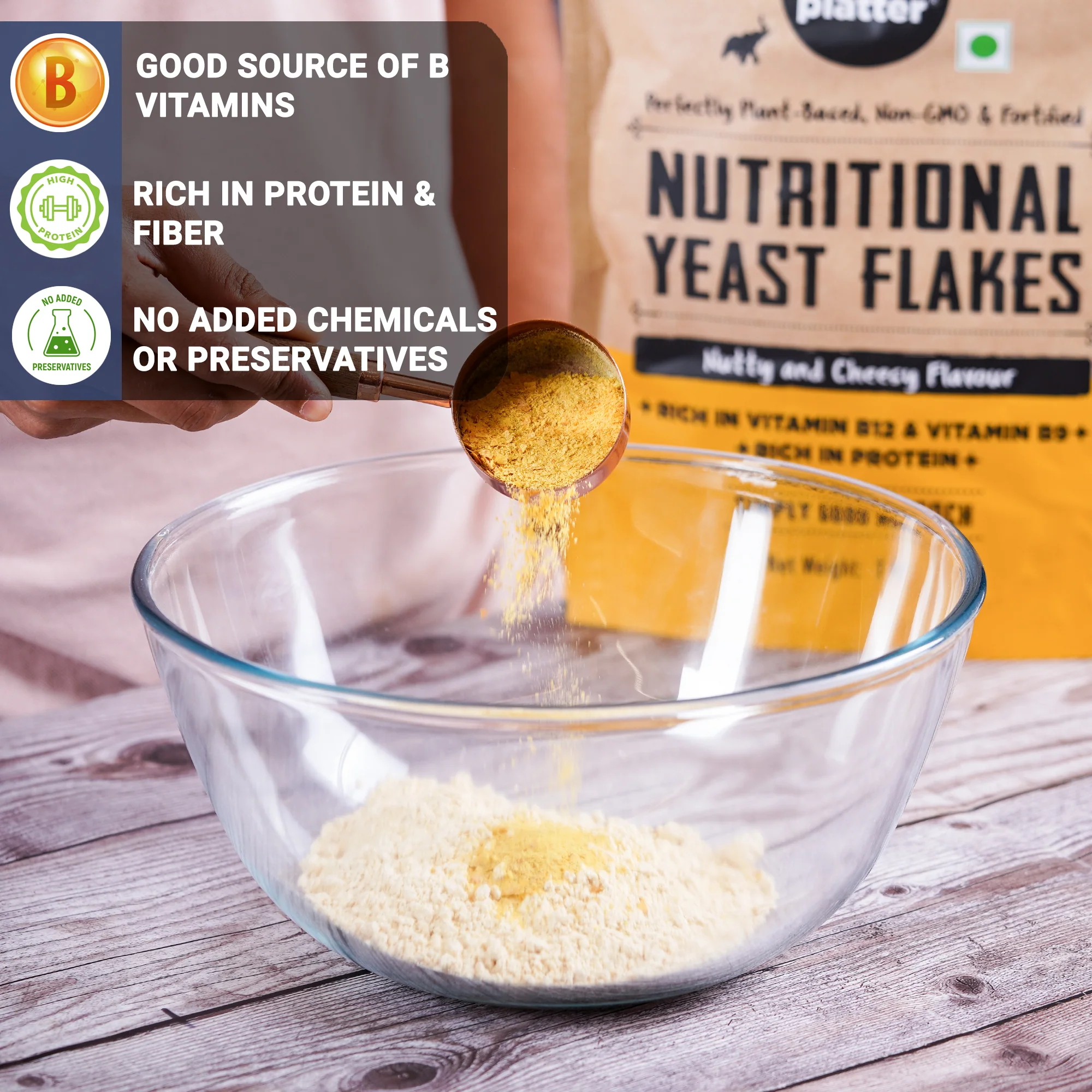 Nutritional Yeast Flakes, 1kg (Rich in Vitamin B12, Gluten-free, Perfectly Plant-Based Nutty and Cheesy Nooch, Savoury Seasoning) - Image 4