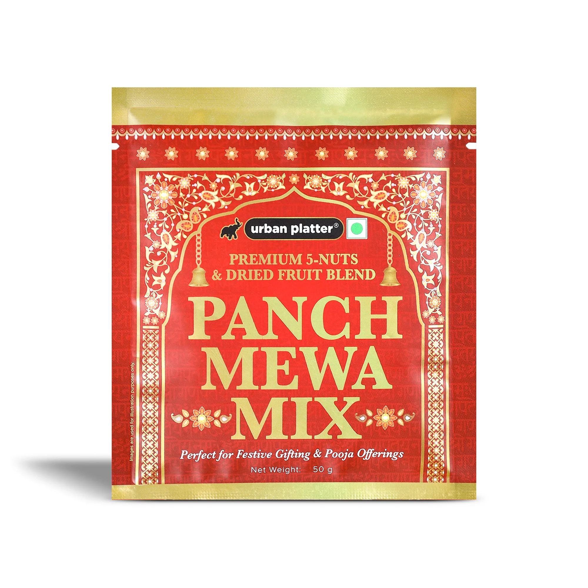Panch Mewa Mix, 50g (Premium 5-Nuts & Dried Fruits Blend | Perfect for Festive Gifting & Pooja Offerings | Healthy Snacking)