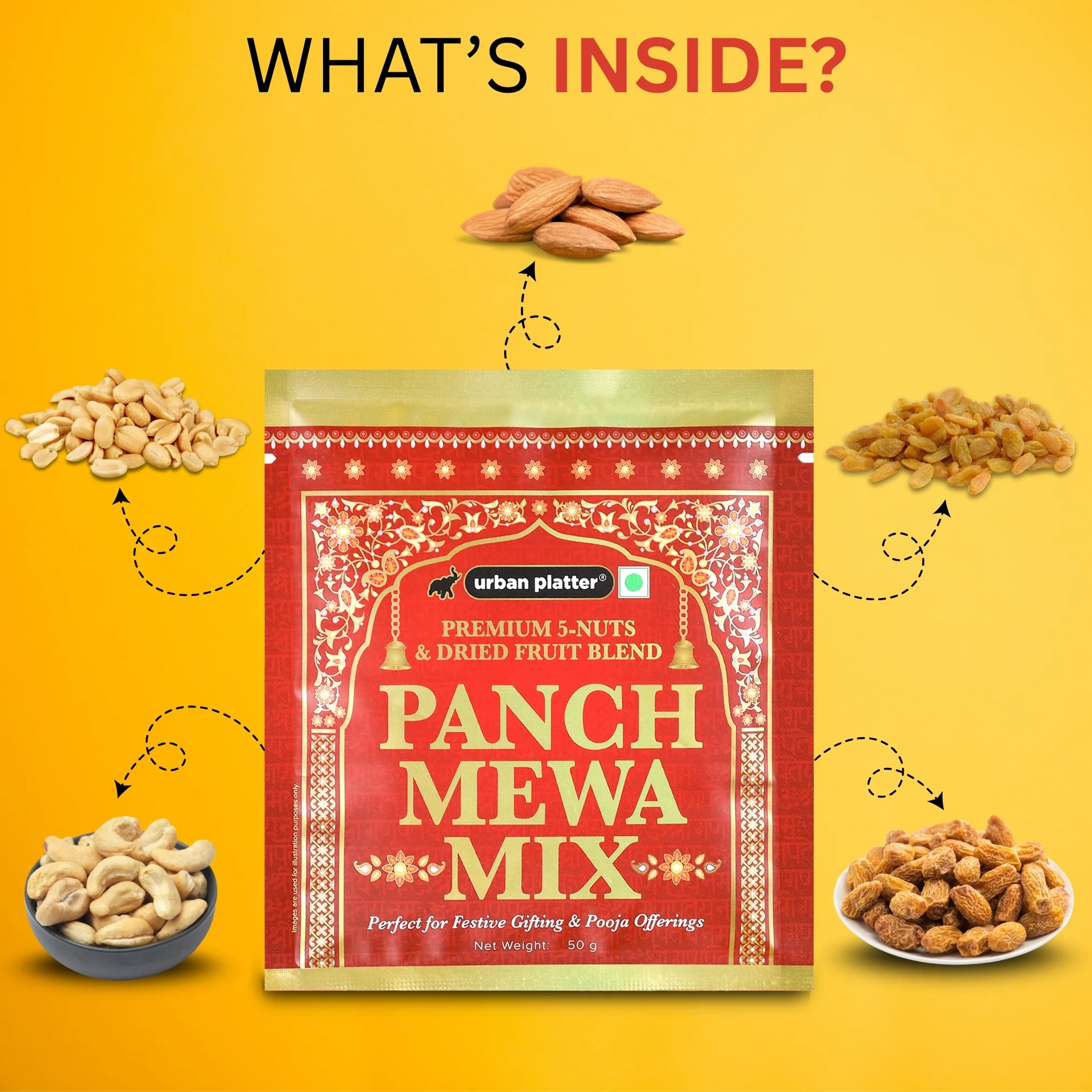 Panch Mewa Mix, 50g (Premium 5-Nuts & Dried Fruits Blend | Perfect for Festive Gifting & Pooja Offerings | Healthy Snacking) - Image 7