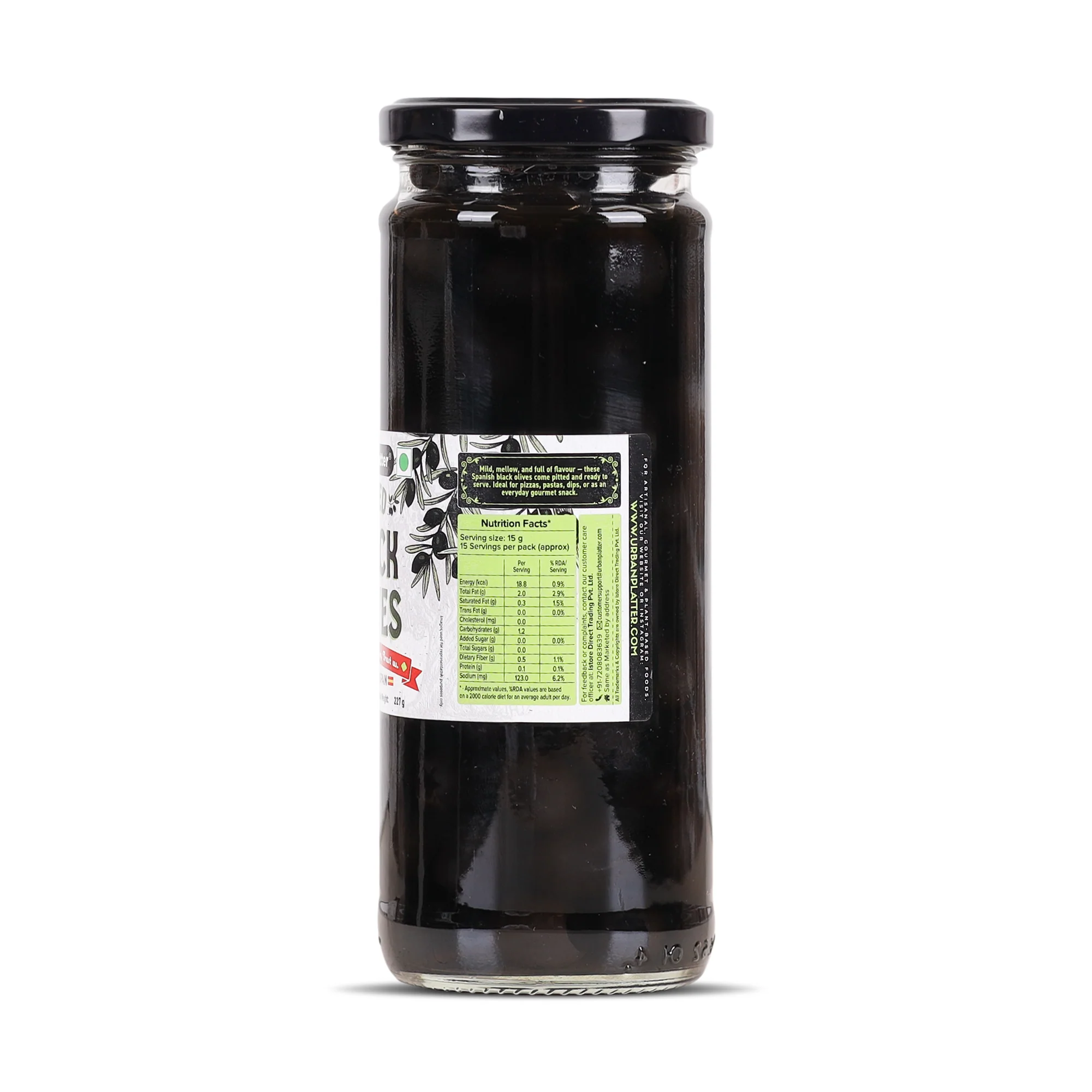 Pitted Black Spanish Olives, 430g (Whole & Seedless | Rich Mediterranean Taste | Ideal for Pizzas, Salads, Pasta & Snacking) - Image 3
