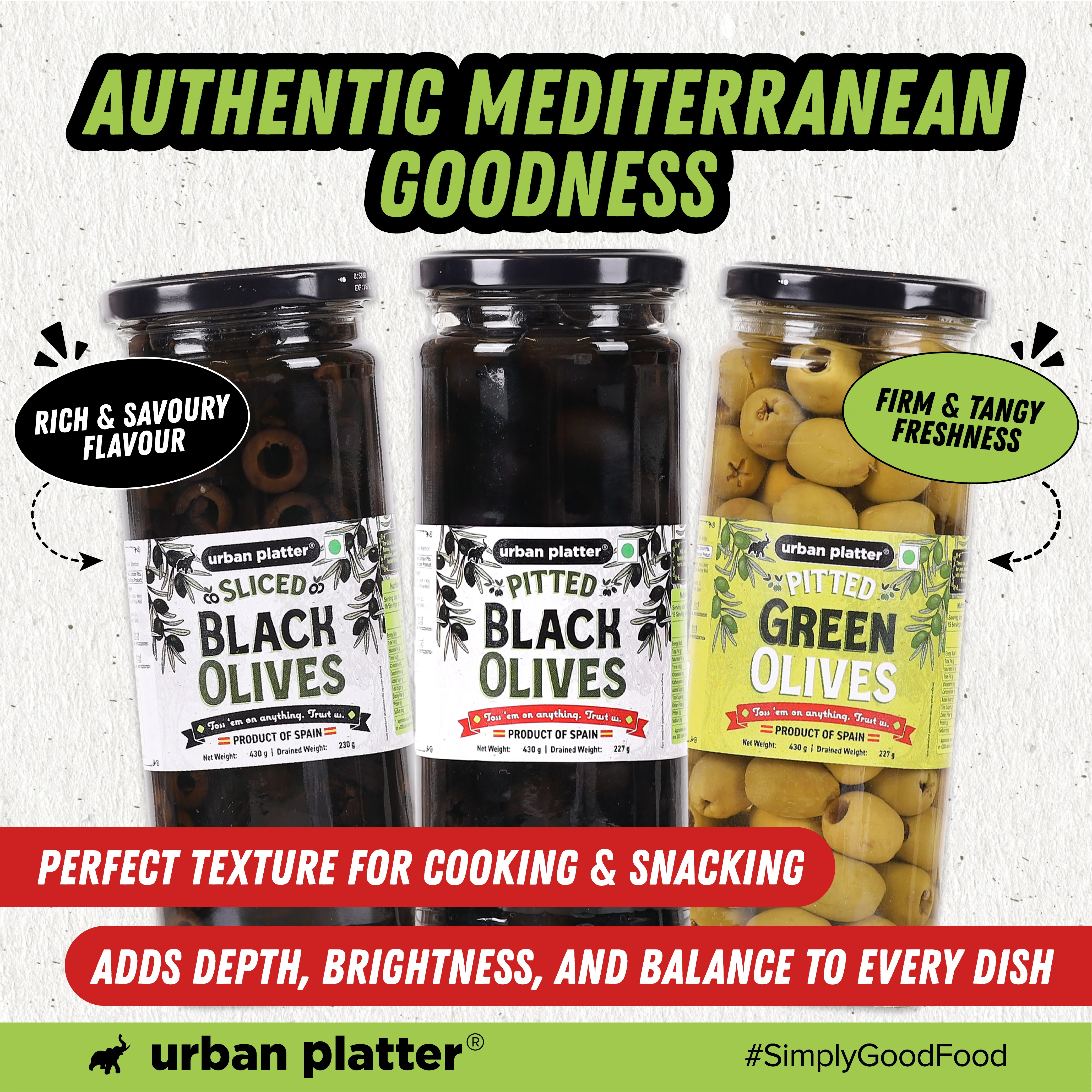 Pitted Green Spanish Olives, 430g (Whole & Seedless | Crisp & Tangy Mediterranean Flavour | Great for Salads, Mezze, Sandwiches & Snacking) - Image 7