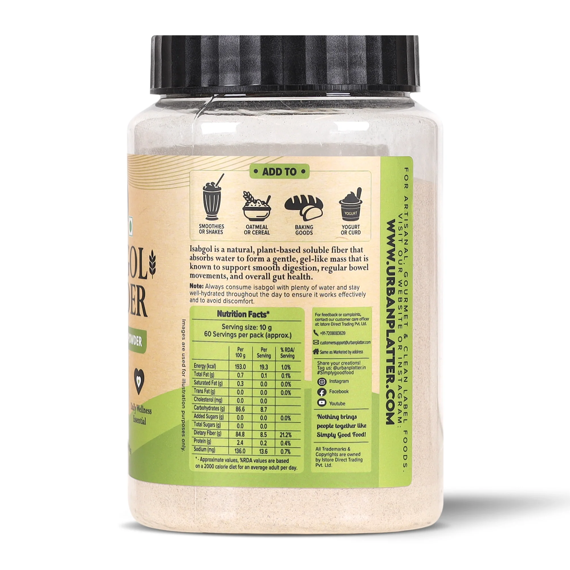 Isabgol Powder, 600g (Finely Milled Psyllium Husk, Rich in Dietary Fibre, Supports Digestive Health, Nature's Soluble Fibre) - Image 3