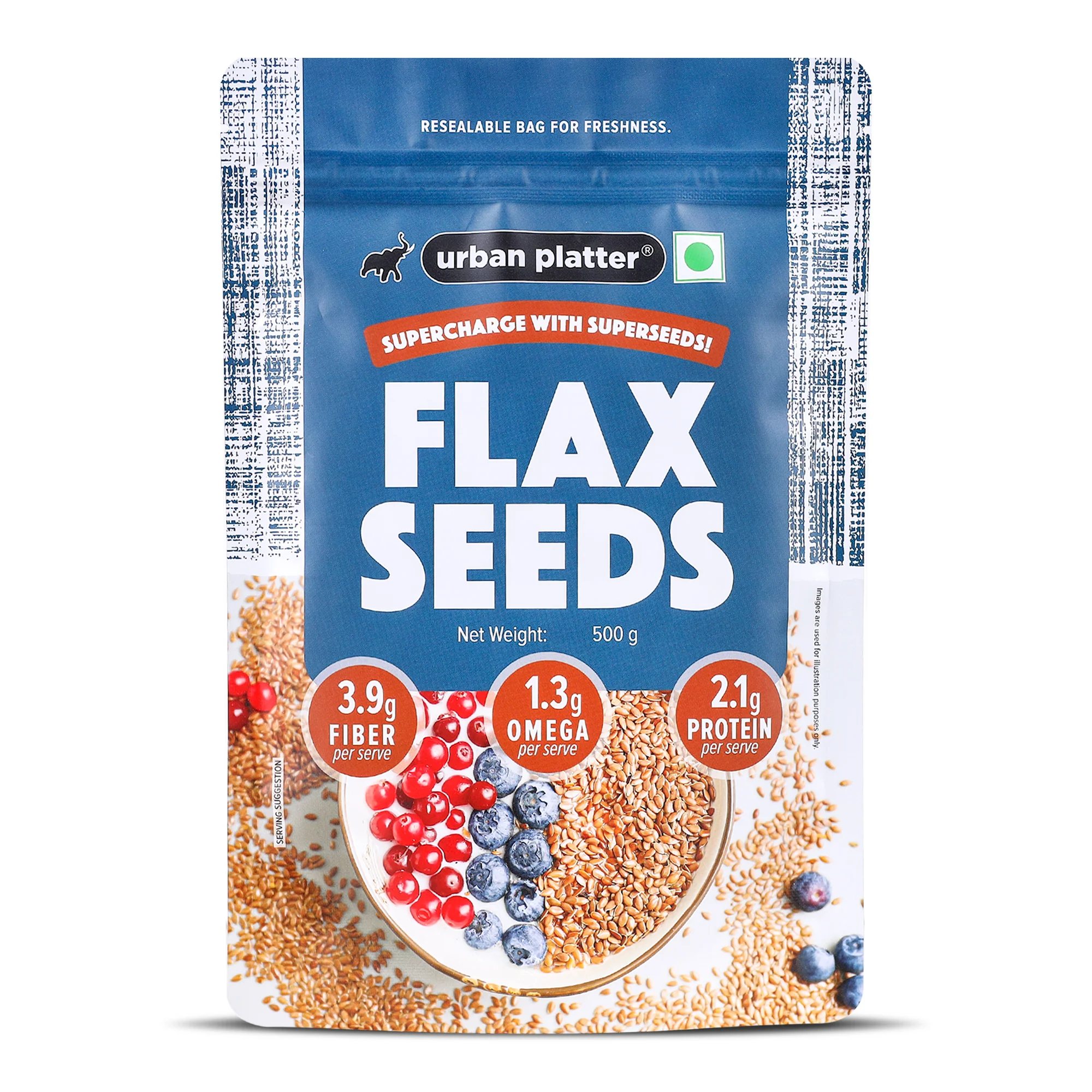 Flax Seeds, 500g (Alsi, Heart-Healthy, Protein and Fiber Rich, Use in salads, After meal Digestive)