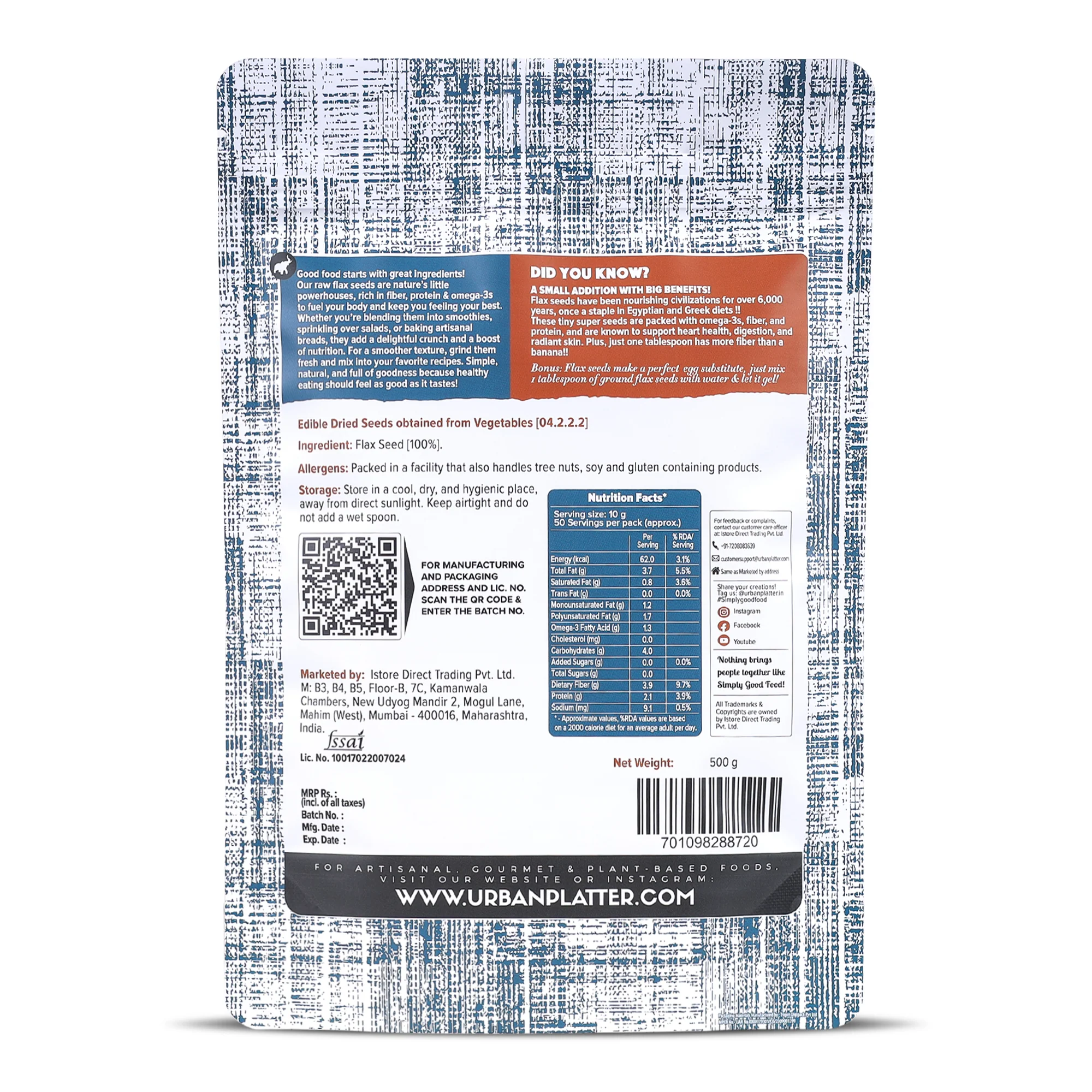 Flax Seeds, 500g (Alsi, Heart-Healthy, Protein and Fiber Rich, Use in salads, After meal Digestive) - Image 2