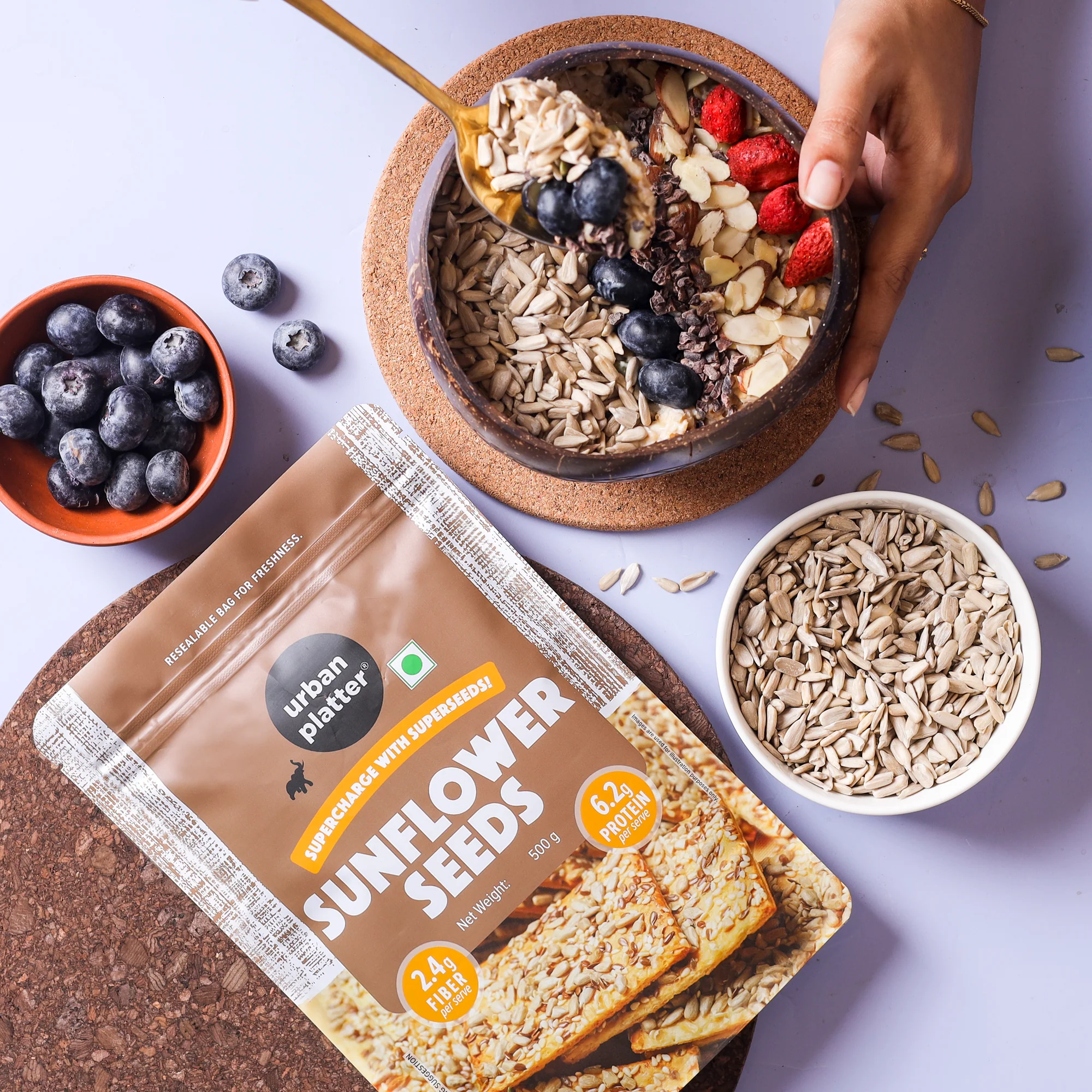 Raw Sunflower Seeds, 500g (Use in Salads, Trail Mixes, Baked Goods, Granola Bars, Desserts | Source of Protein & Fibre | Keto Diet Friendly | Immunity Booster | Pepitas Seed | Healthy Superfood Snack) - Image 6
