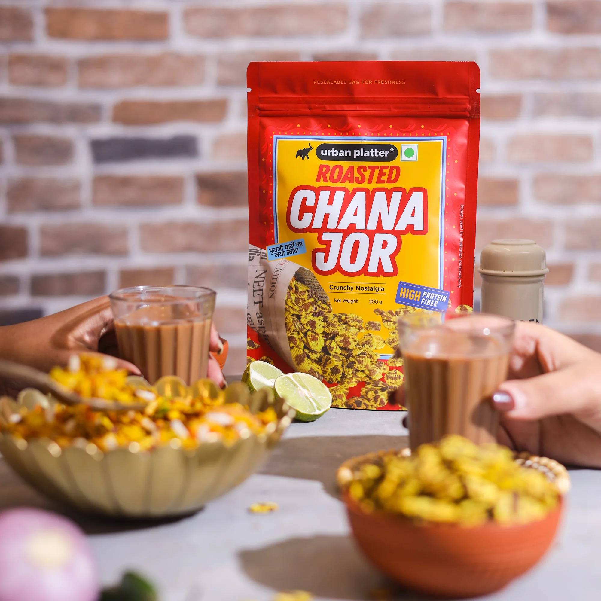 Roasted Chana Jor, 200g (High Protein, High Fiber, Palm-Oil Free | Non Fried Nostalgic Indian Snack | Flattened Whole Bengal Gram) - Image 5
