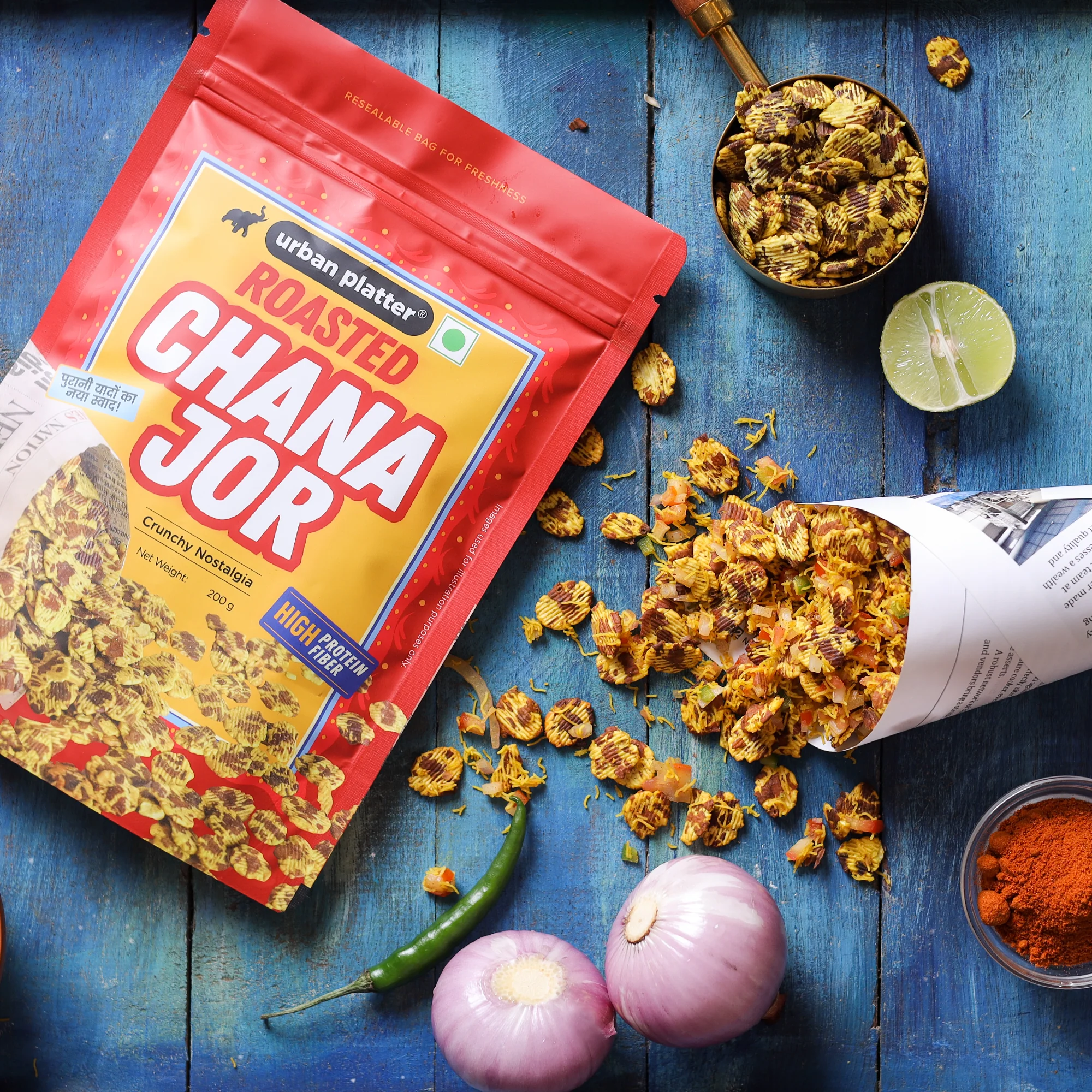 Roasted Chana Jor, 200g (High Protein, High Fiber, Palm-Oil Free | Non Fried Nostalgic Indian Snack | Flattened Whole Bengal Gram) - Image 6