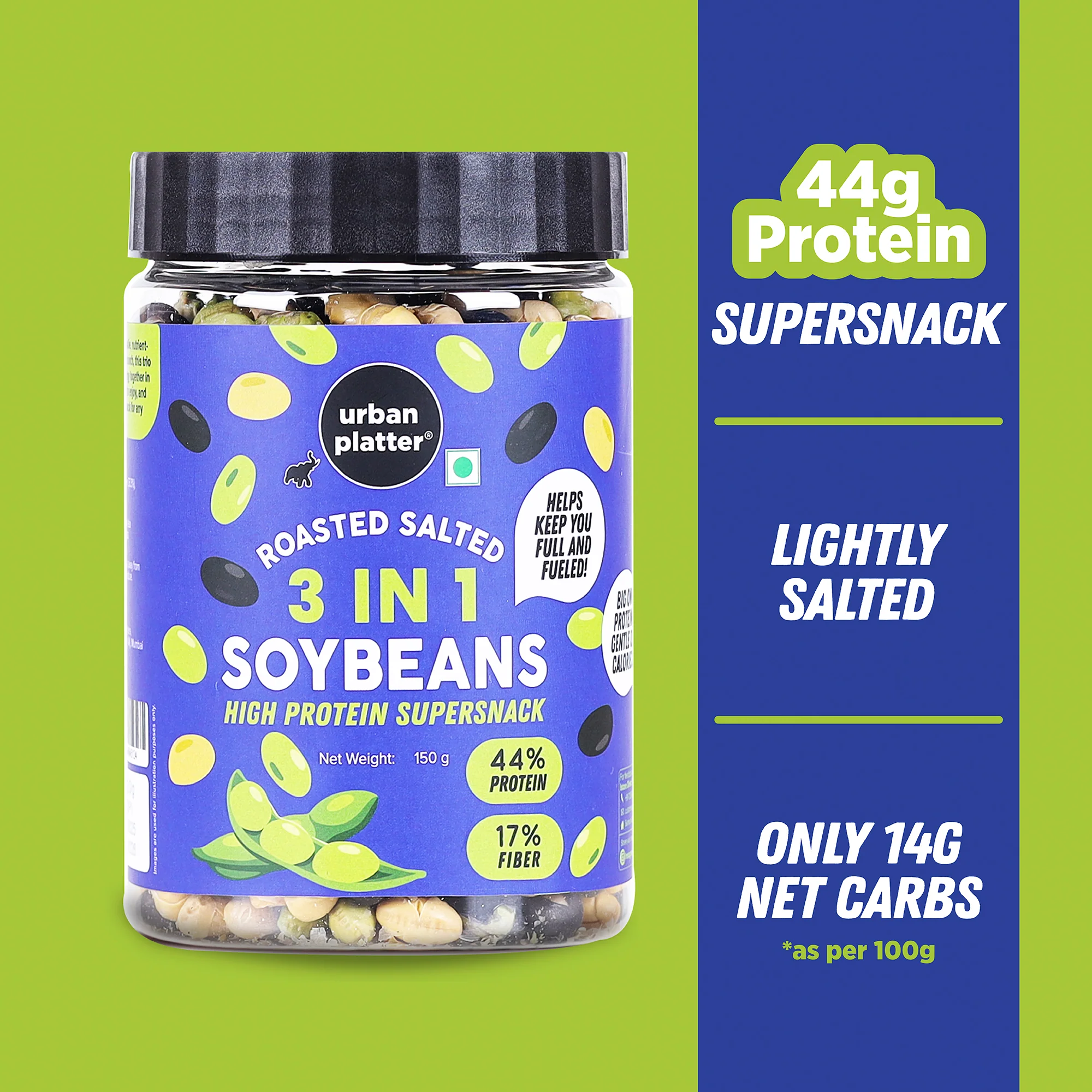 Roasted Salted 3-in-1 Soybean, 400g (44% Protein, 17% Fiber, Lightly Salted Green Edamame, Black & White Soybean, Highest Plant Protein Supersnack) - Image 10