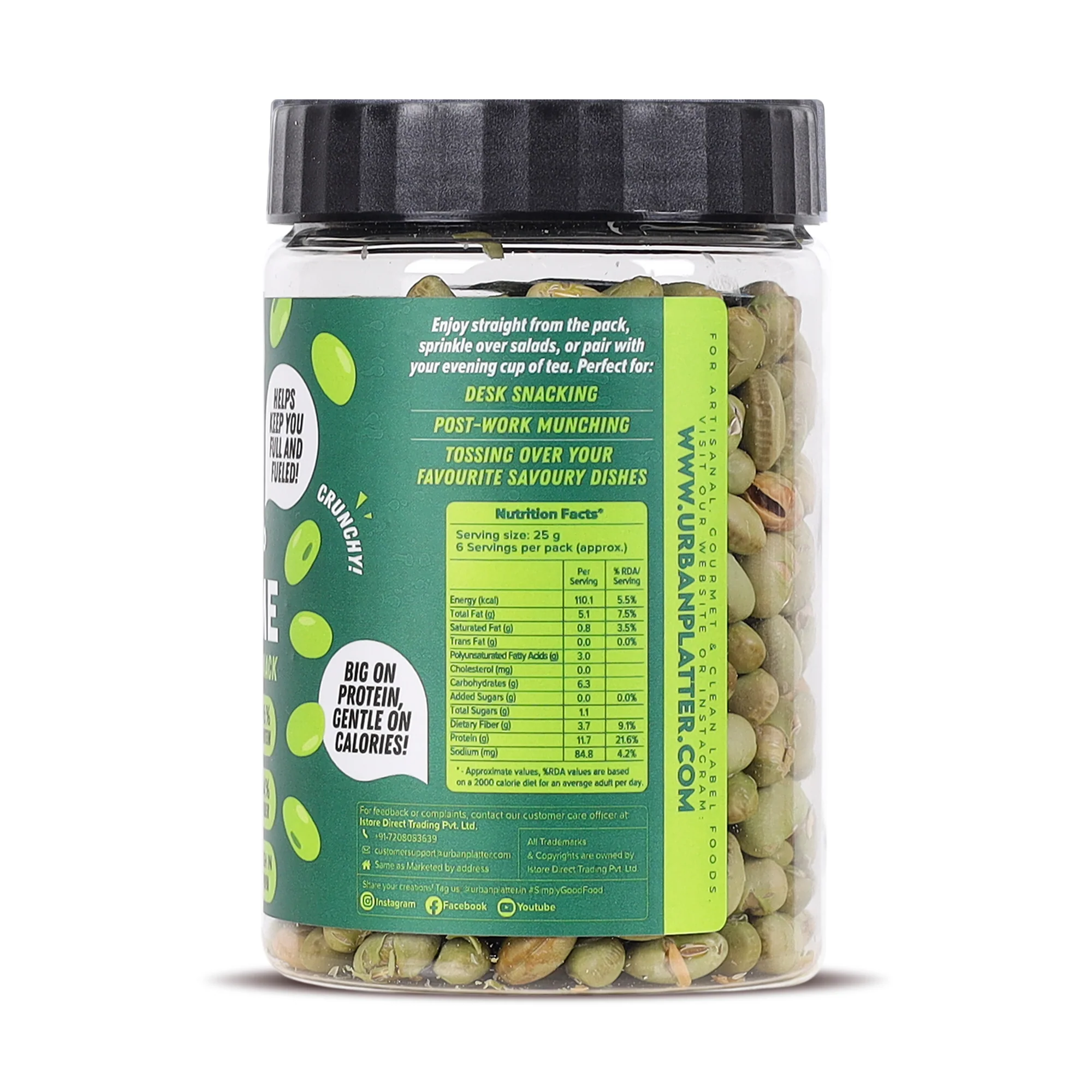 Roasted Salted Edamame, 150g, Pack of 3 (46% Protein, 14% Fiber, Lightly Salted Young Green Soybeans, Highest Plant Protein Supersnack) - Image 3