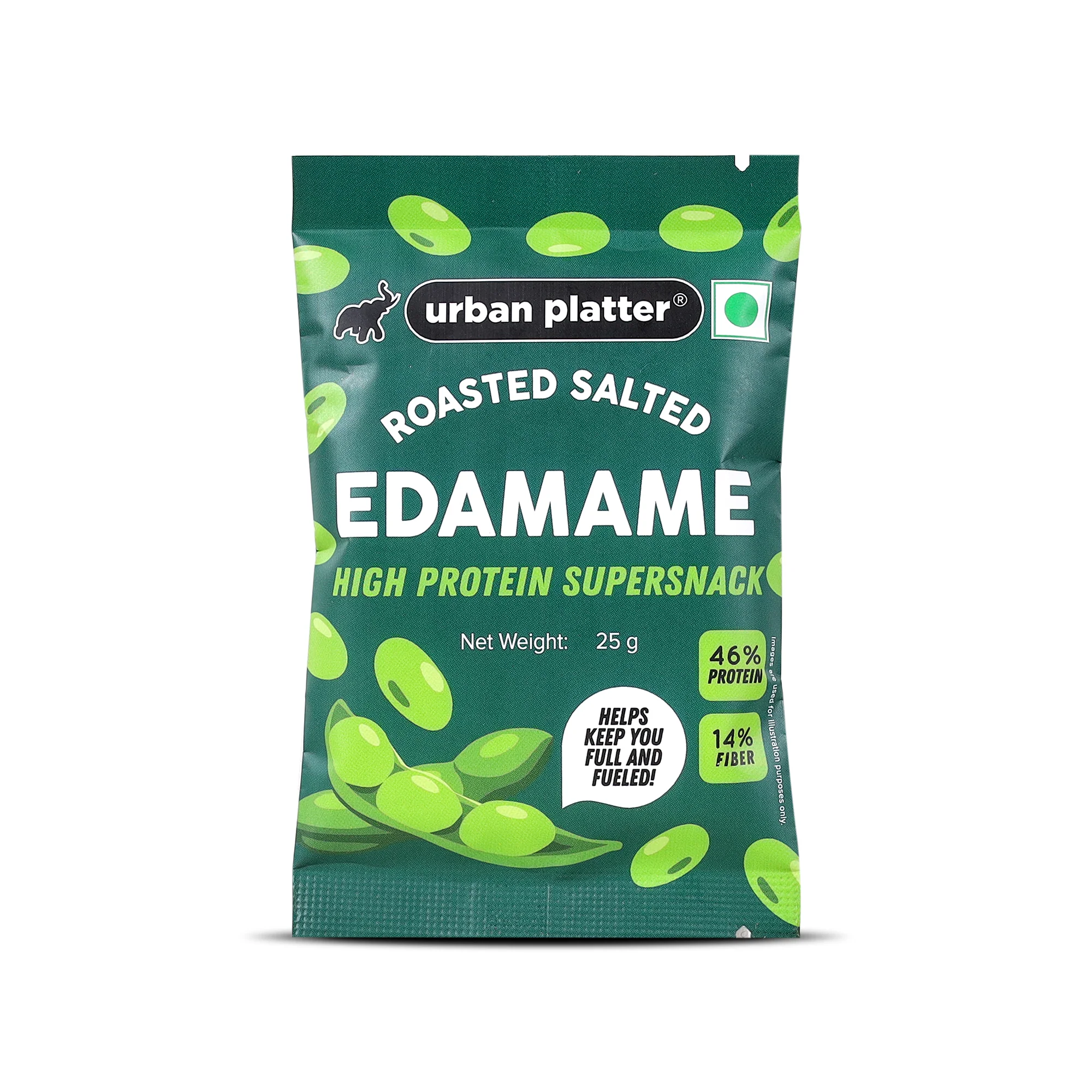Roasted Salted Edamame, 25g (46% Protein, 14% Fiber, Lightly Salted Young Green Soybeans, Highest Plant Protein Supersnack)