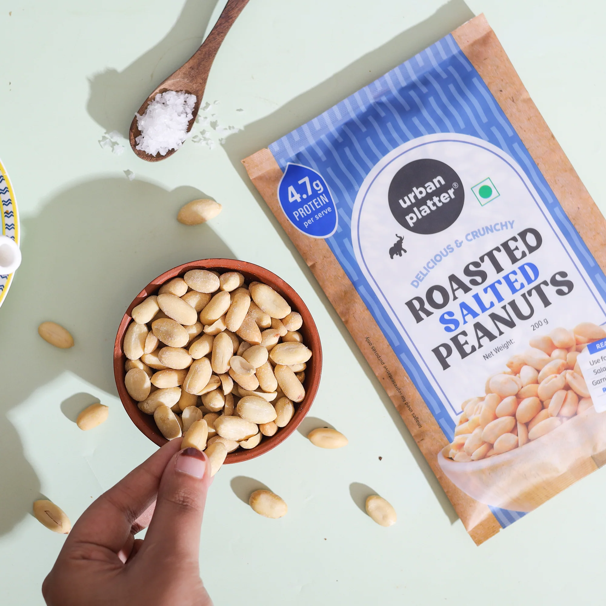 Roasted Salted Peanuts, 1Kg [Grade A Peanuts, Groundnut, Singdana, Skin Removed, Vacuum Packed, Fresh, Product of Bharuch] - Image 5