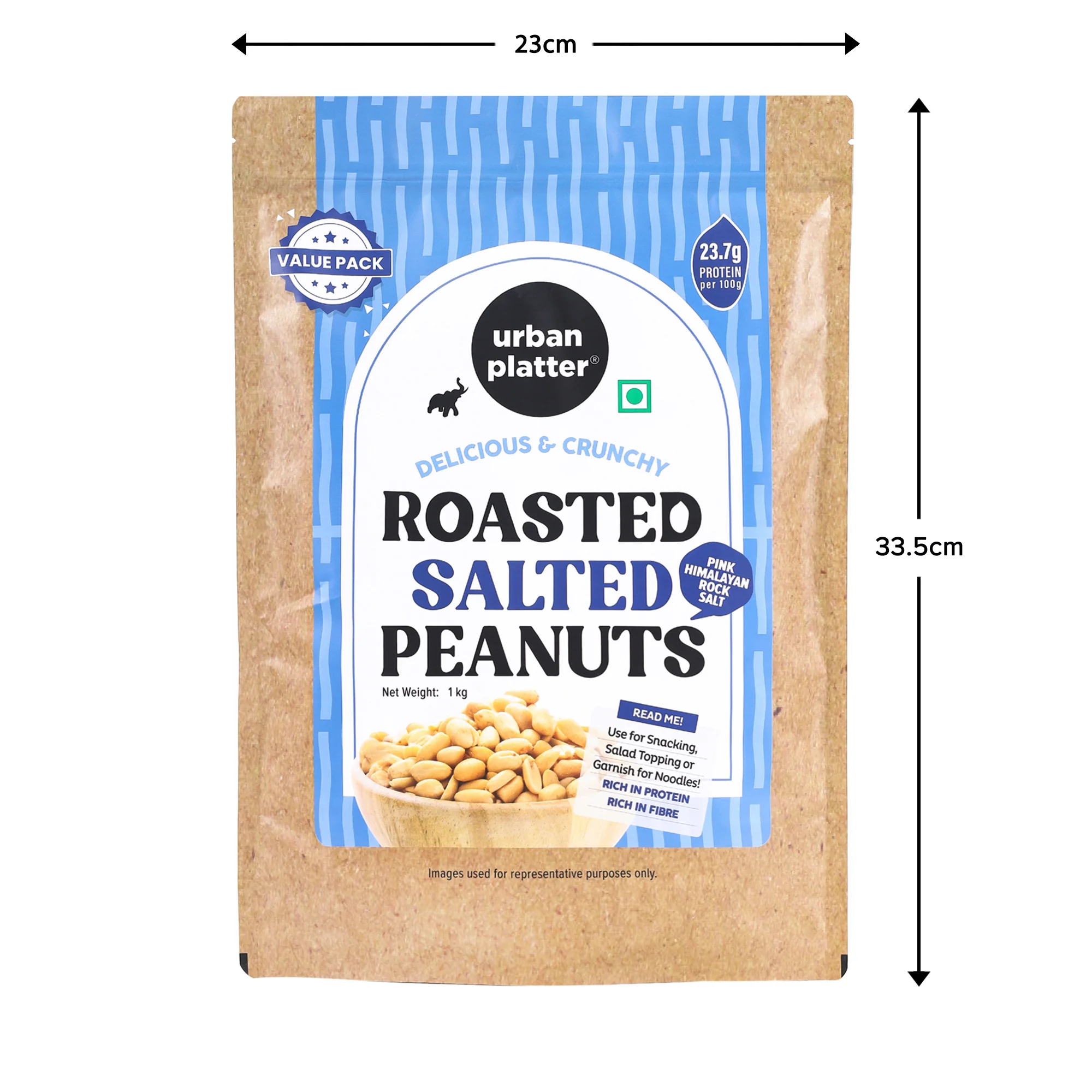 Roasted Salted Peanuts, 1Kg [Grade A Peanuts, Groundnut, Singdana, Skin Removed, Vacuum Packed, Fresh, Product of Bharuch] - Image 8