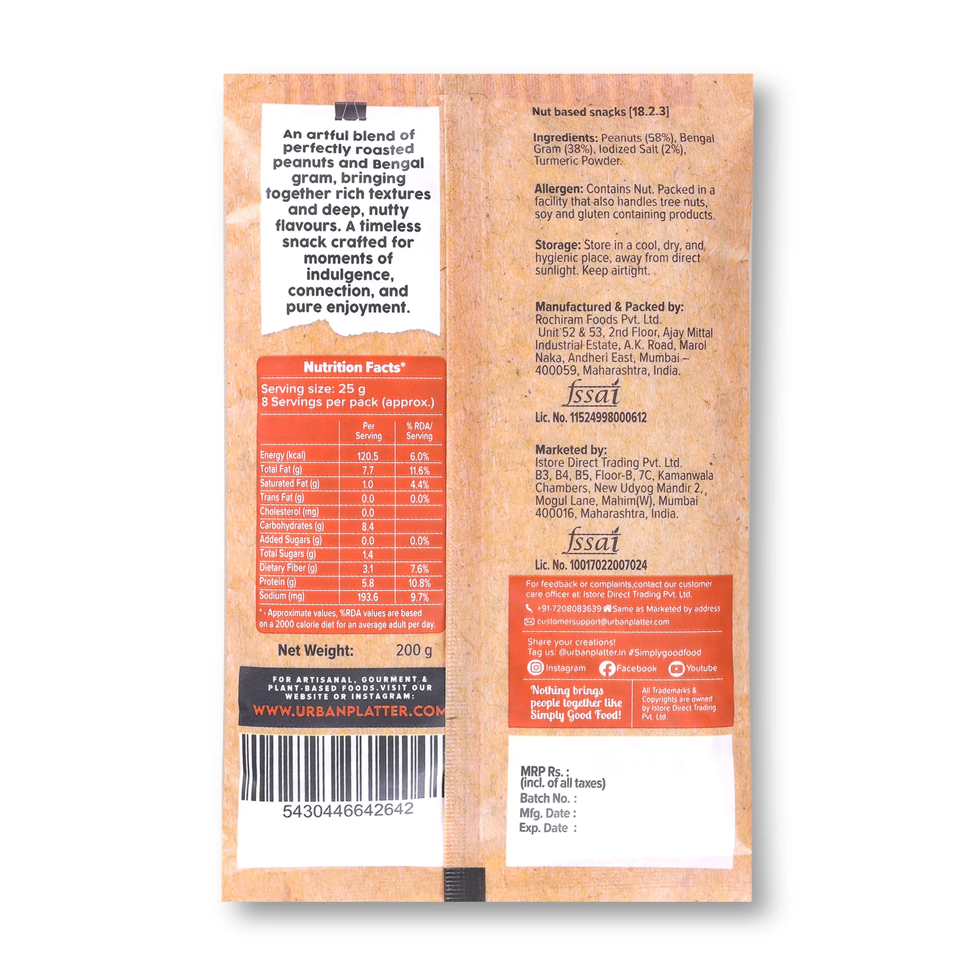 Roasted Salted Sing Chana, 200g (The OG Indian Protein-rich Healthy Snack | Vacuum Packed) - Image 2