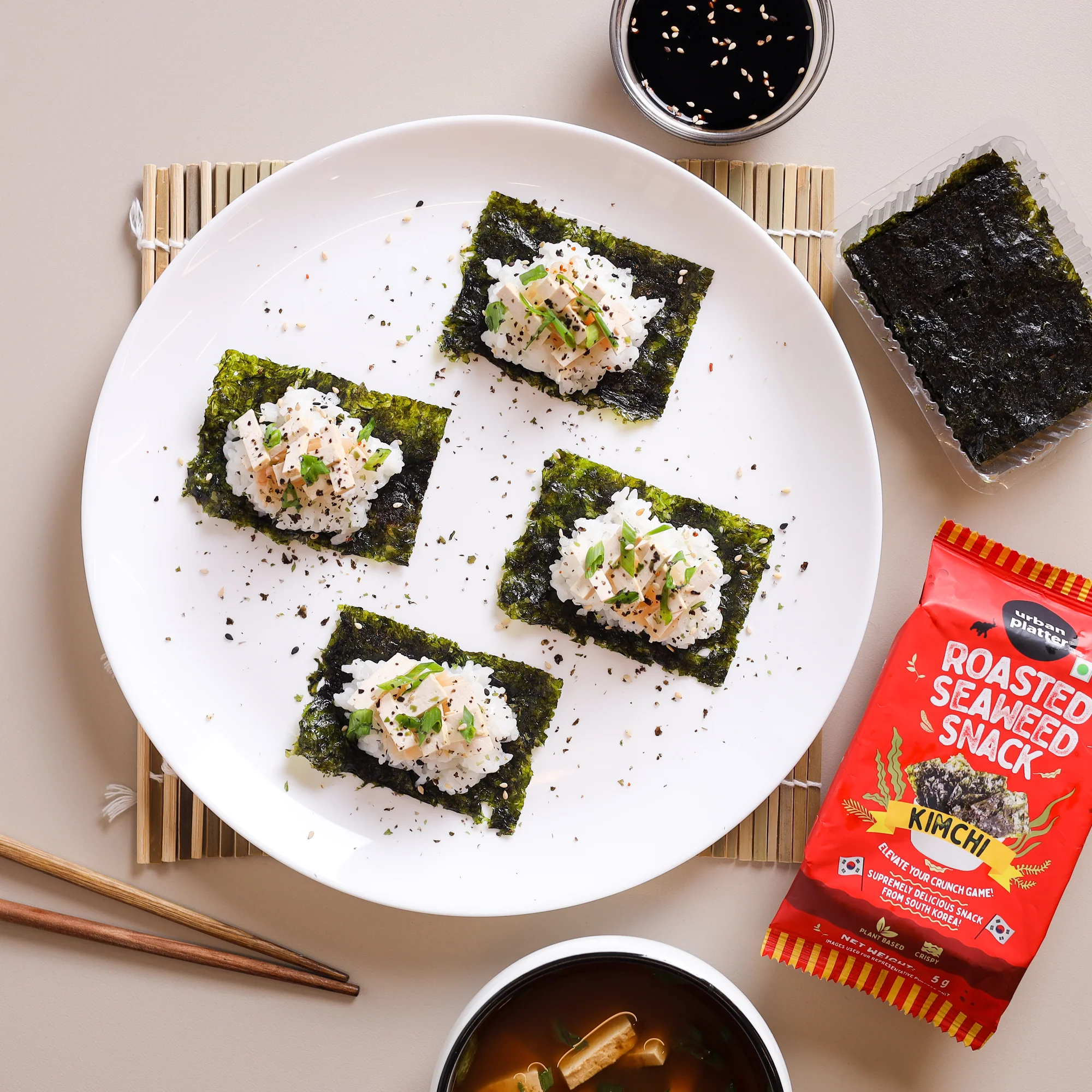 Roasted Seaweed Snack - Kimchi, 5g (Pack of 3, Ready to eat snack | Crispy Umami Nori Chips | Spicy Kimchi Flavour) - Image 5