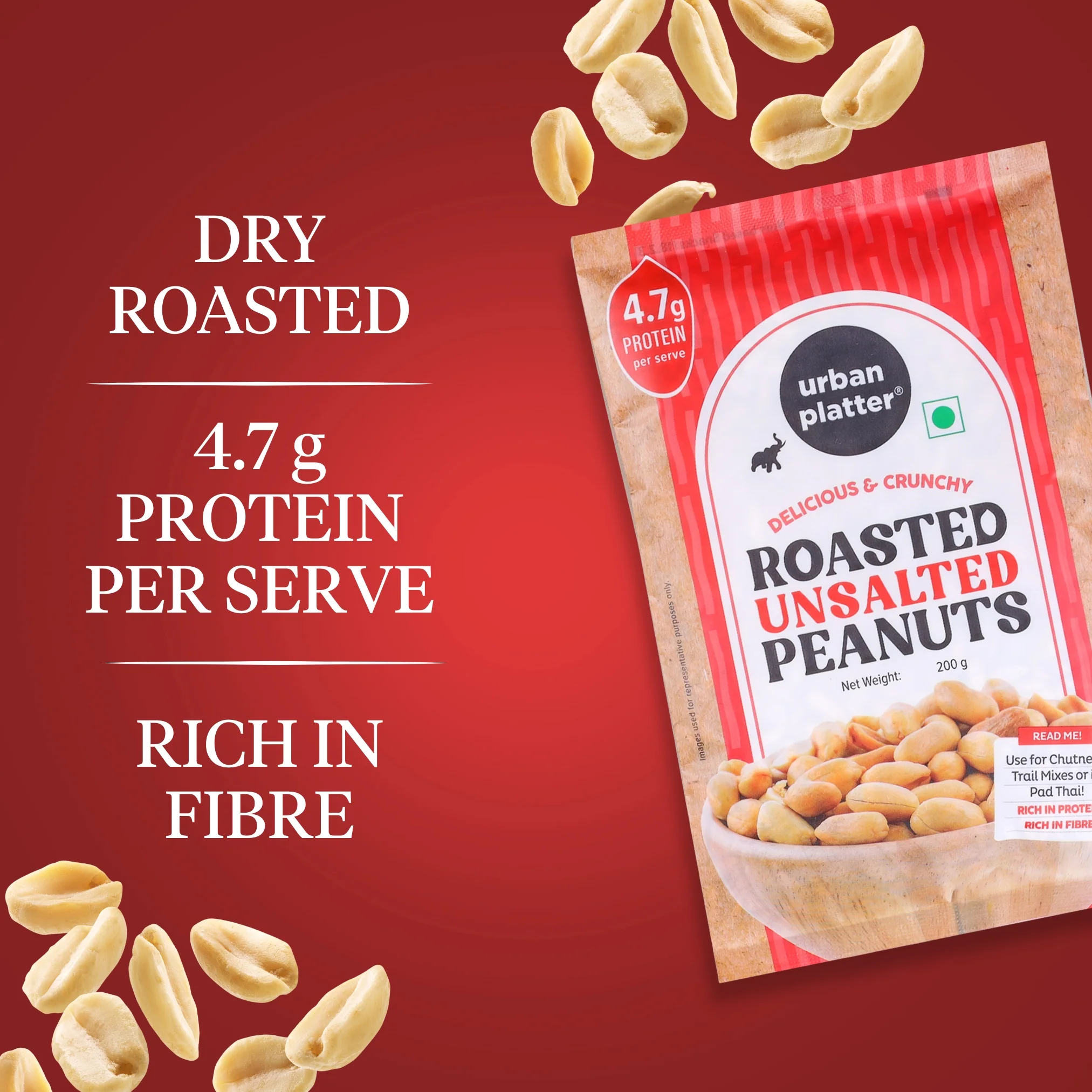 Roasted Unsalted Peanuts, 200g (Skin Removed | Vacuum Packed | Product of Bharuch | Oil-Free) - Image 4