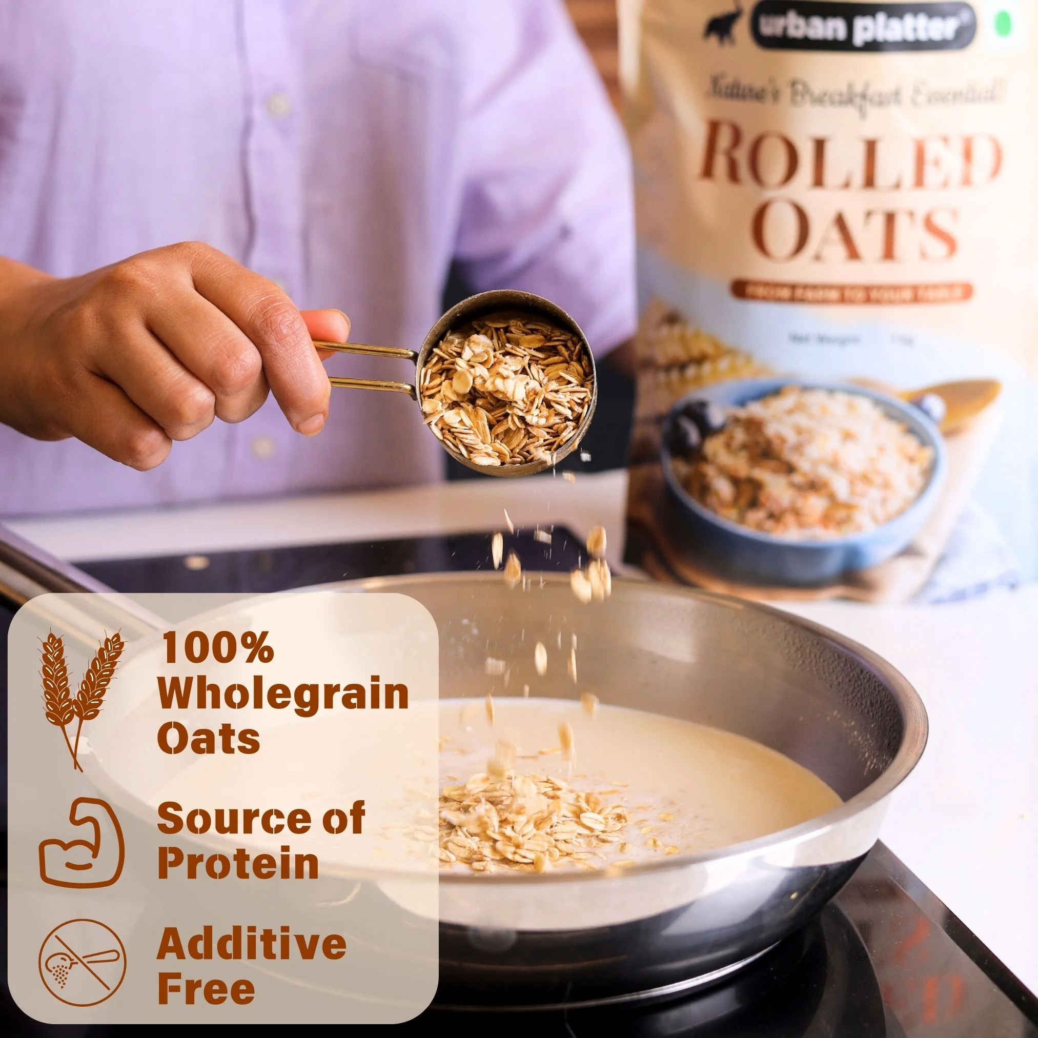Rolled Oats, 500g (Whole-Grain Oats | High in Fiber and Protein | Breakfast Cereal I Old-Fashioned Oats) - Image 4