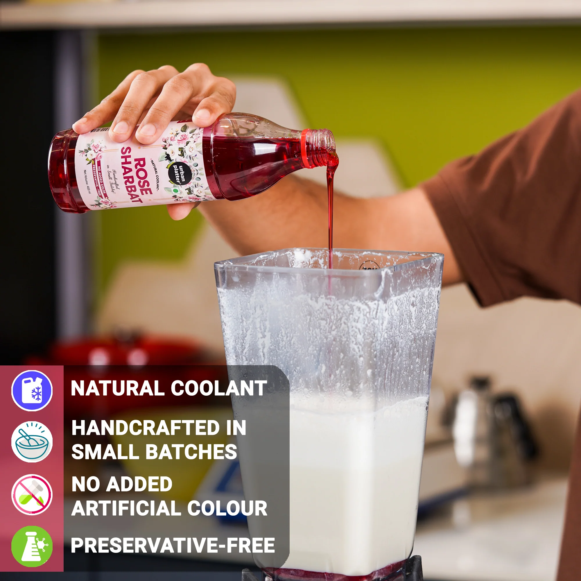 Rose Sharbat, 400ml (Natural Coolant | Handcrafted syrup in Small batches | Preservative-Free | No Added Colour) - Image 4