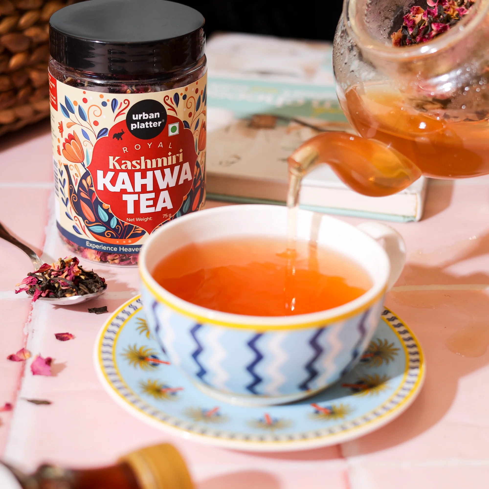 Royal Kashmiri Kahwa Tea, 75g [Saffron Infused Herbal Green Tea Blend with Spices | Aromatic, Refreshing & Perfect for Wellness] - Image 4